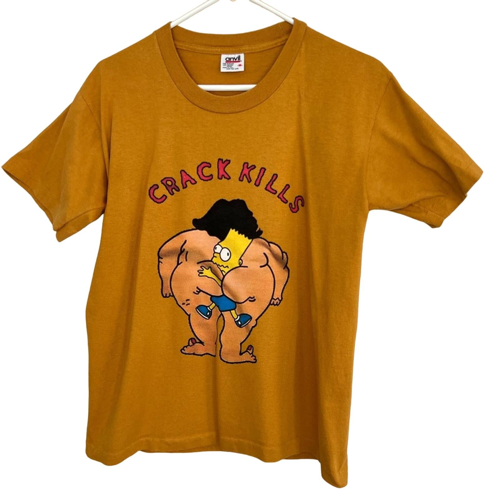 Anvil Vintage Crack Kills Bart Simpson Shirt Single Stitch 80s USA Size US M / EU 48-50 / 2 - 4 Thumbnail