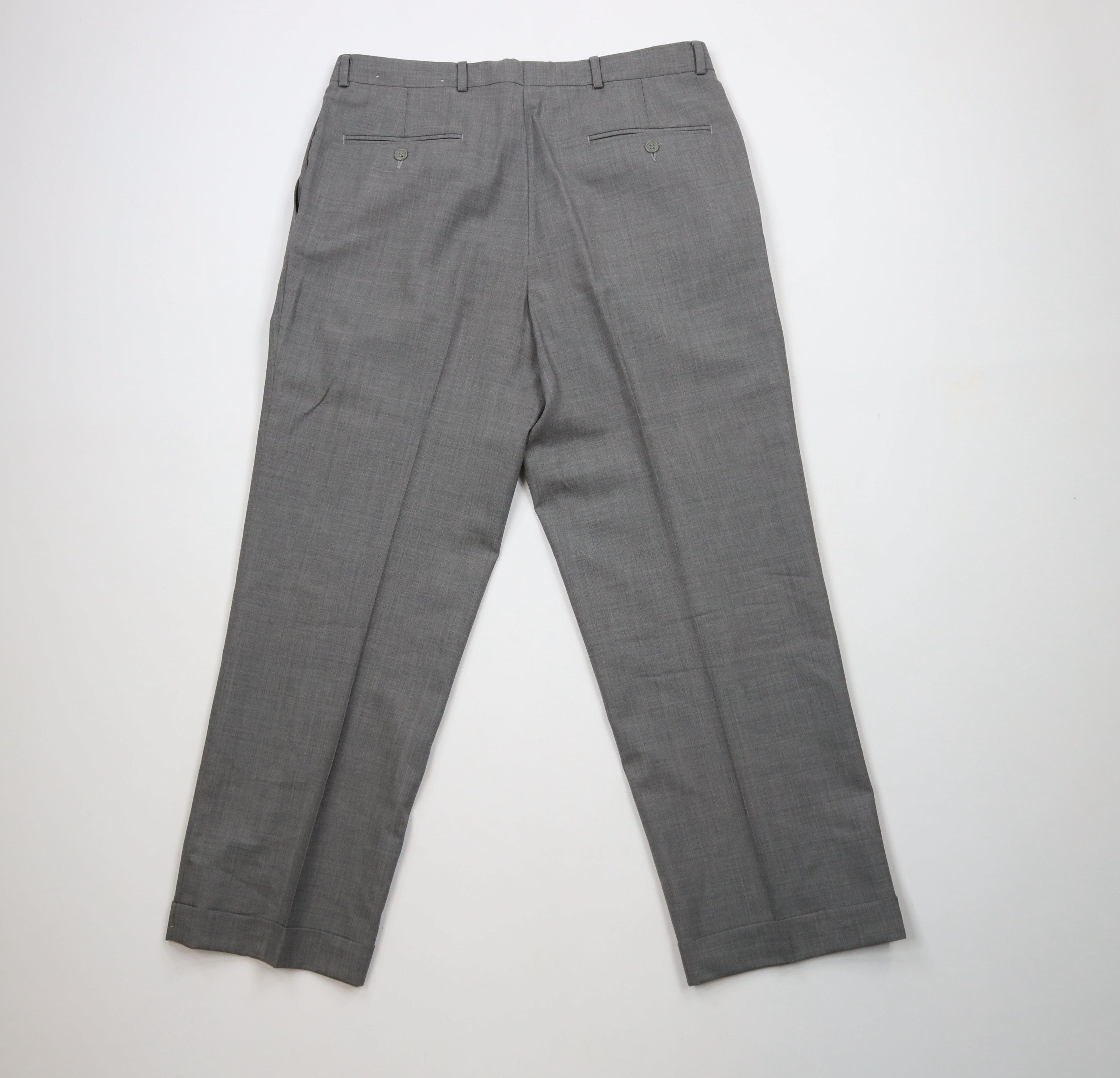Ralph Lauren × Vintage Vintage Ralph Lauren Wool Cuffed Wide Leg Chino Pants Gray Size US 34 / EU 50 - 11 Thumbnail