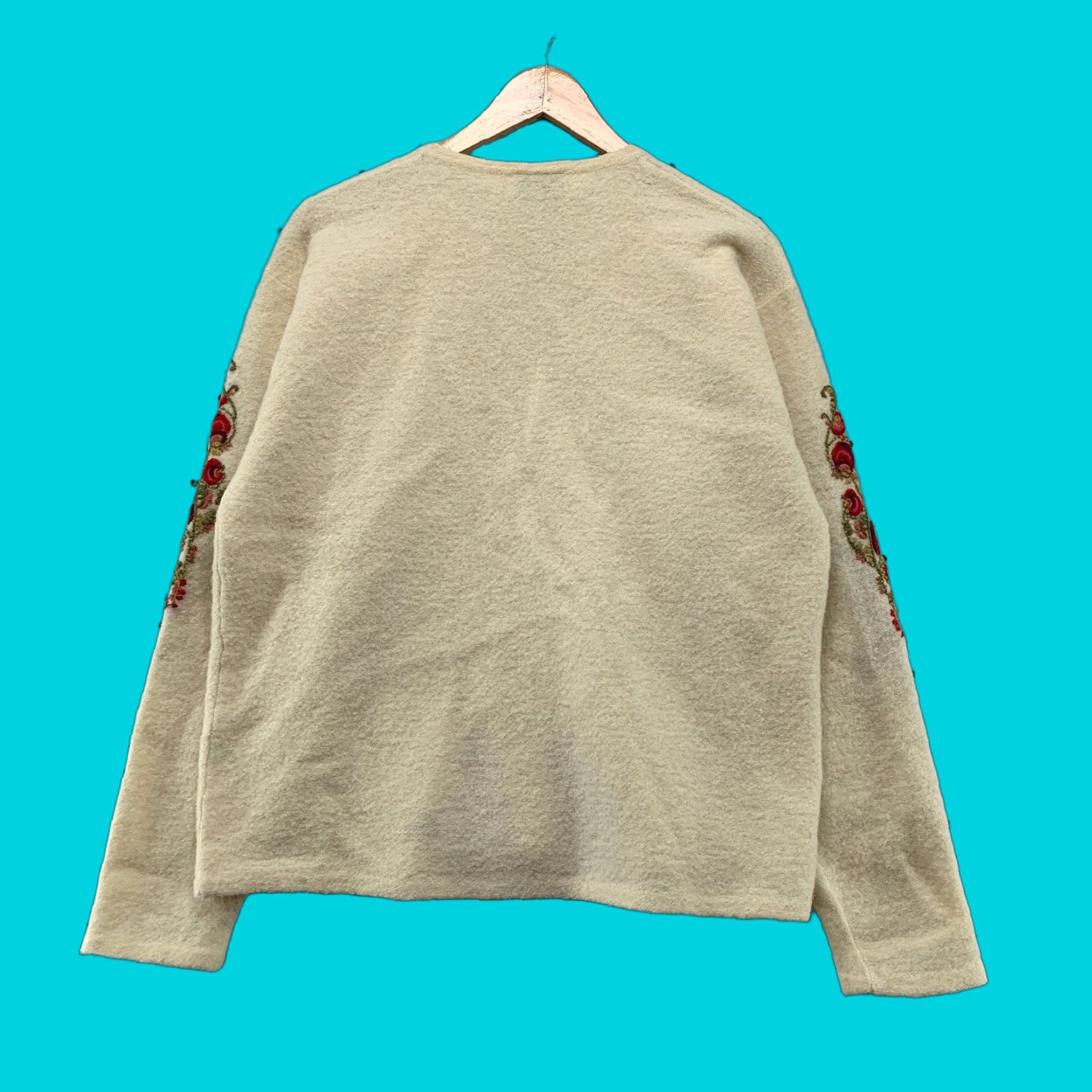 VINTAGE Vrikke Norwegian Wool Nordic Cardigan Sweater Womens XL Beige Wool Knit Cardigan 90s Womens