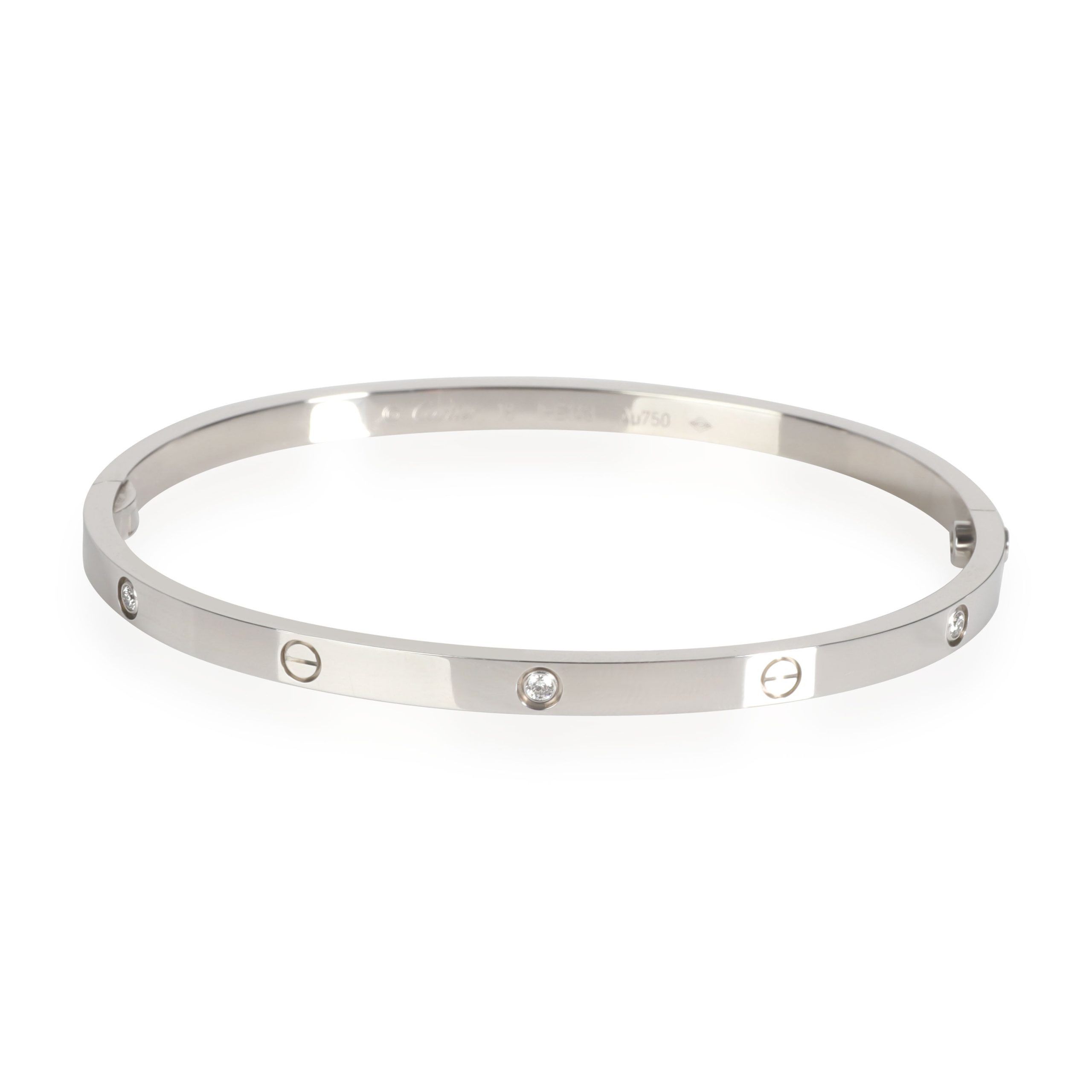 image of Cartier Love Diamond Bracelet In 18K White Gold Sm 0.15 Ctw, Women's