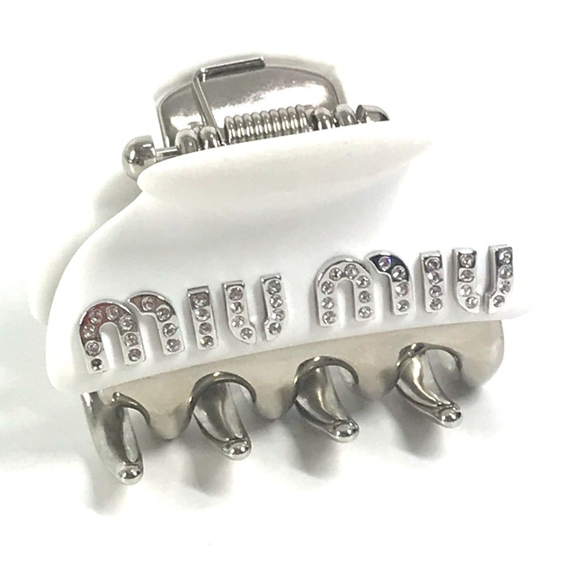 Miu MIUMIU Barrette Hairpin Hair Accessory Metal Silver Women\'s r10572a Steel Gray Metal Hair Clips | Miu Miu main image 3
