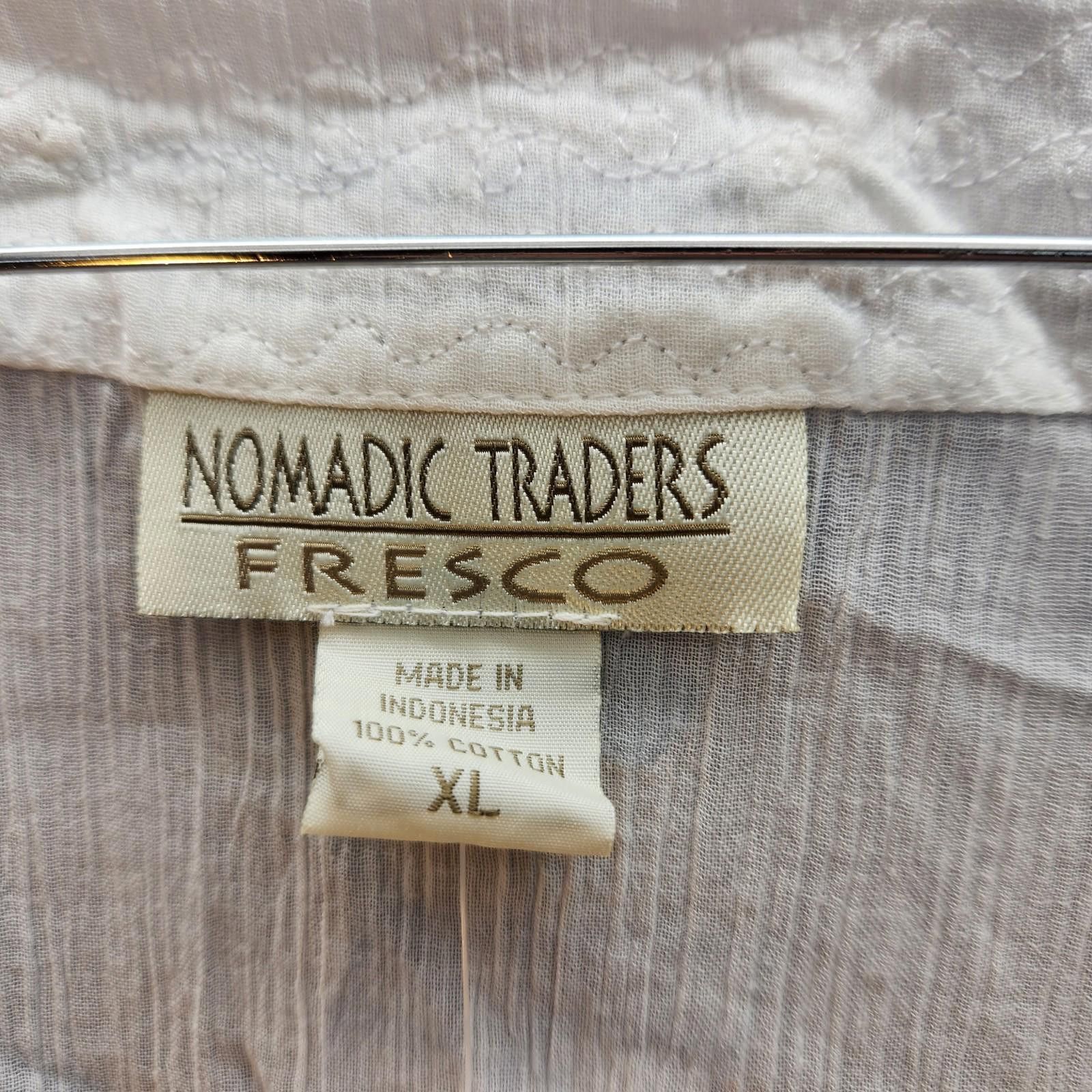 Designer Nomadic Traders Fresco White Cotton Tunic Top Size XL NWOT Size XL / US 12-14 / IT 48-50 - 5 Thumbnail