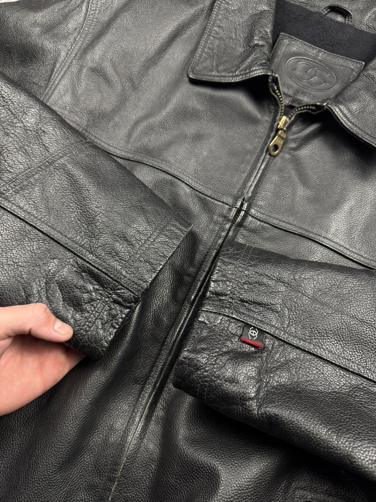 Japanese Brand Vintage leather hard jacket bomber baggy boxy opium japanese Size US XL / EU 56 / 4 - 13 Thumbnail