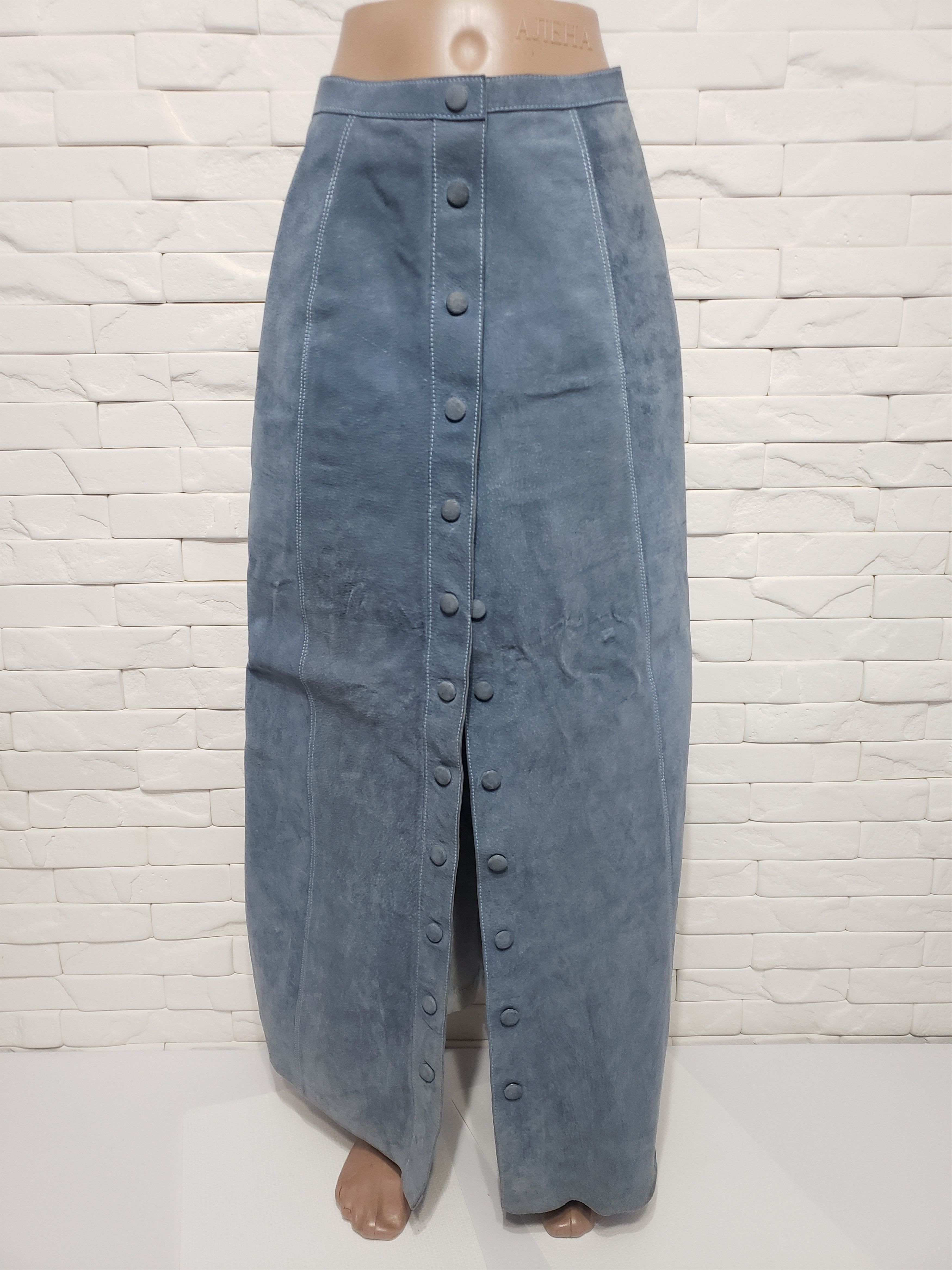 Genuine Leather Cute blue leather skirt. Size 25" / US 0 / IT 36 - 1 Thumbnail