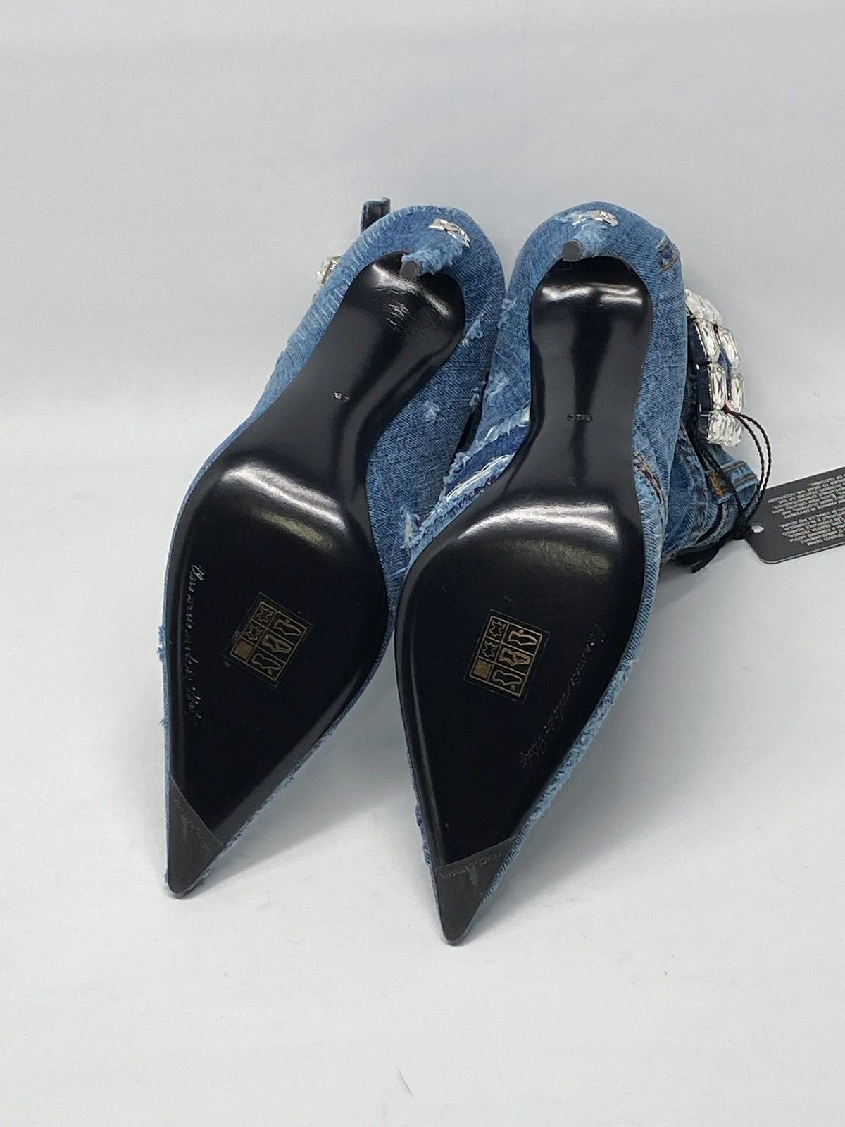 Dolce & Gabbana DOLCE & GABBANA denim ankle boots with rhinestone buckle Size US 7 / IT 37 - 16 Thumbnail