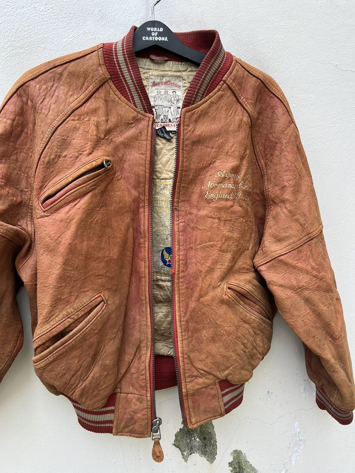 Avirex Vintage 80s 90s Avirex Trashed Leather Flight Bomber Jacket Size US L / EU 52-54 / 3 - 20 Thumbnail