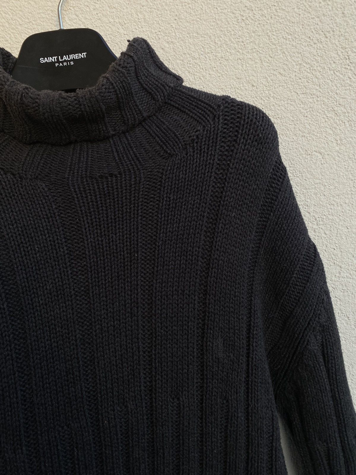 Yves Saint Laurent Thick YSL Sweater Turtleneck Black/Grey Size US L / EU 52-54 / 3 - 1 Thumbnail