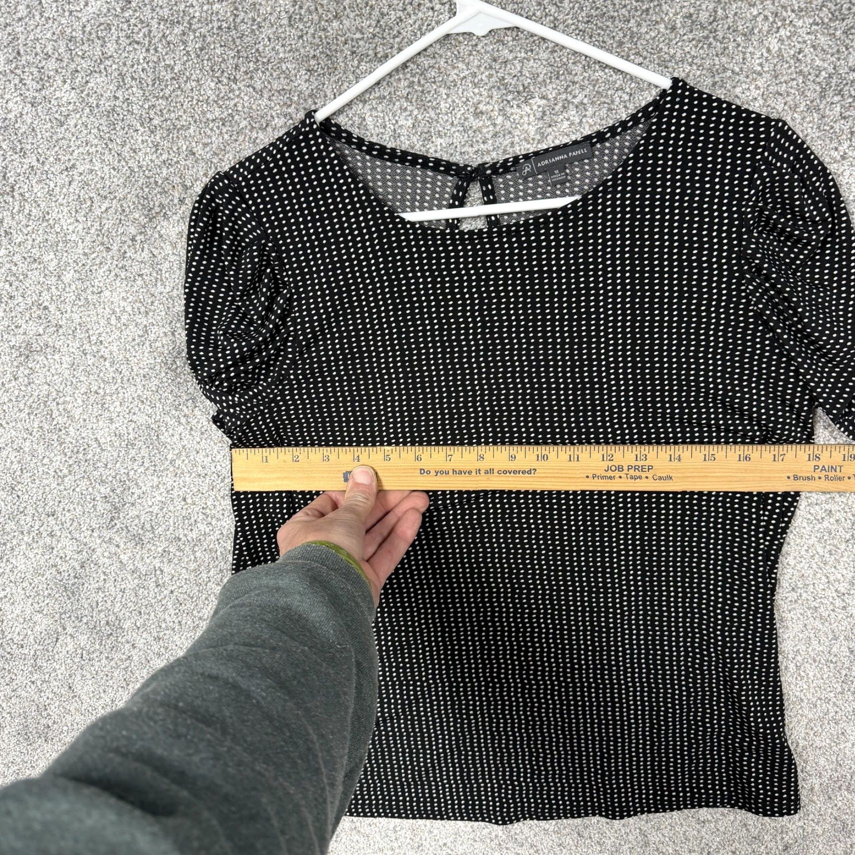 Adrianna Papell Adrianna Papell Blouse Womens M Black Polka Dot Puff Sleeve Office Preppy casual Basic Shirt Small White Dot pattern Womens Size M / US 6-8 / IT 42-44 - 3 Thumbnail