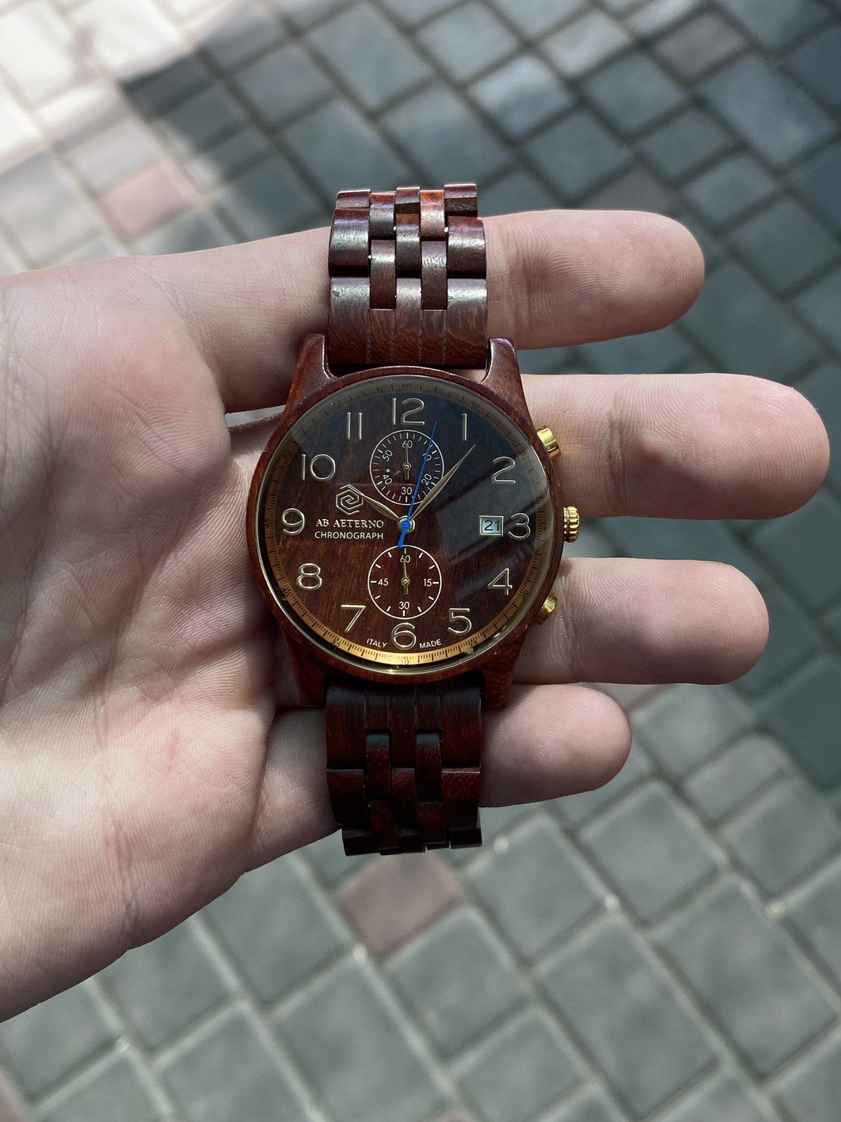 Jewelry × Vintage AB AETERNO Wooden Chronograph Watch Italian Design Size ONE SIZE - 8 Thumbnail