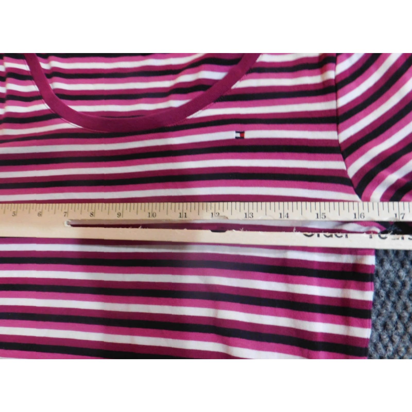 Tommy Hilfiger Tommy Hilfiger Blouse Womens Small Purple Striped Collared Pullover Long Sleeve Casual Logo Classic Style Size S / US 4 / IT 40 - 5 Thumbnail
