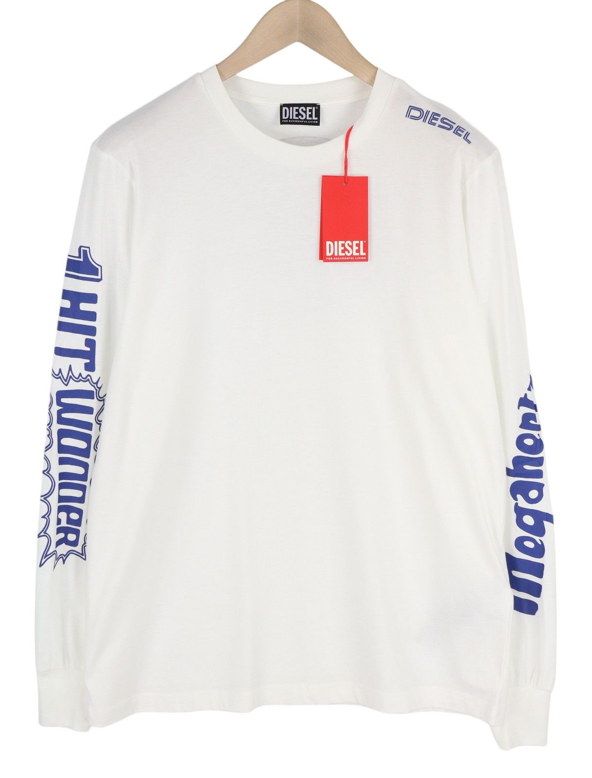 Diesel T-JUST-LS-E6 L White Crew Logo T-Shirt 41152 Size US L / EU 52-54 / 3 - 1 Thumbnail