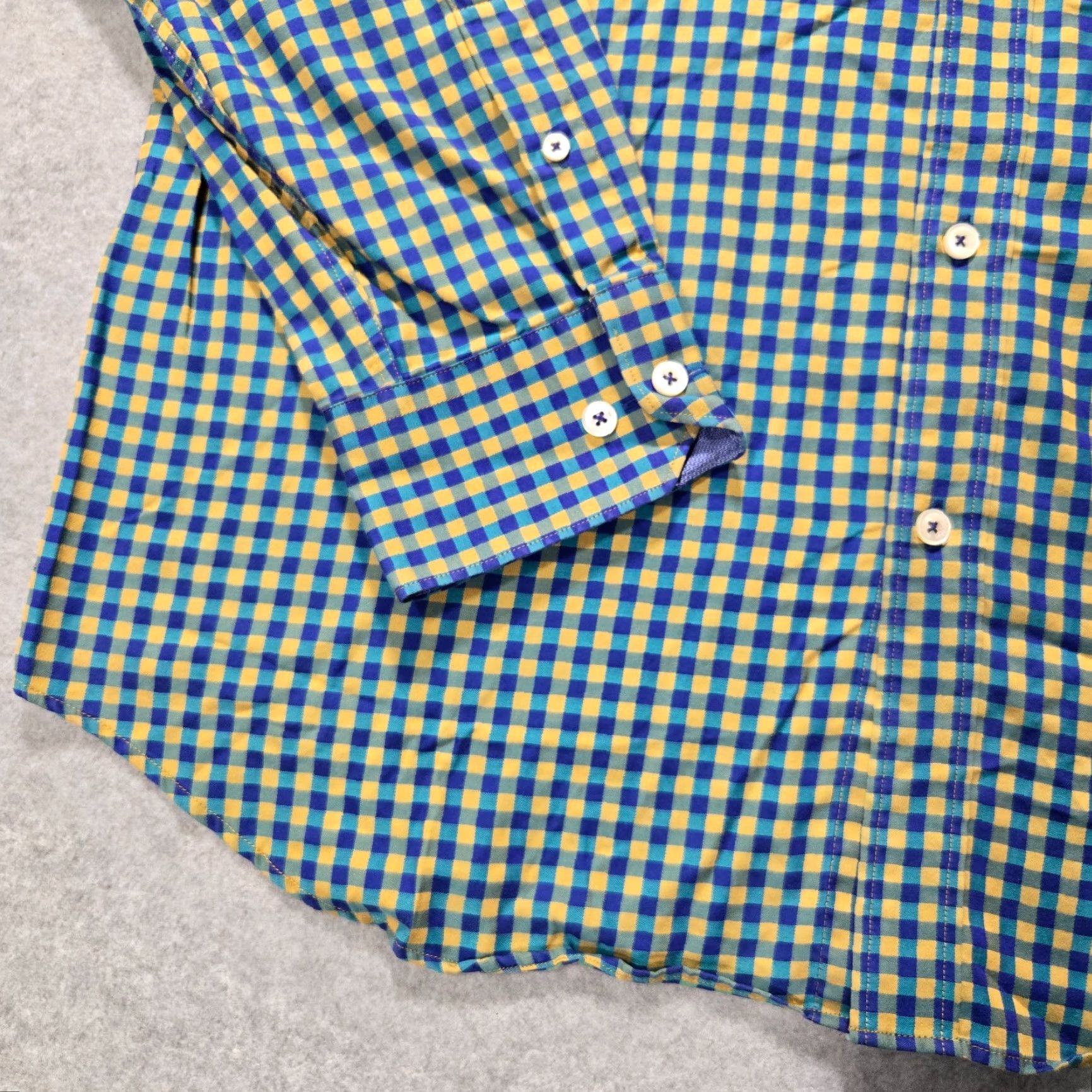 BUGATCHI Bugatchi Uomo Button-Up Shirt Mens Medium Cotton Checkered Shaped Fit Multicolor Warm Weather Casual Size 40R - 5 Thumbnail