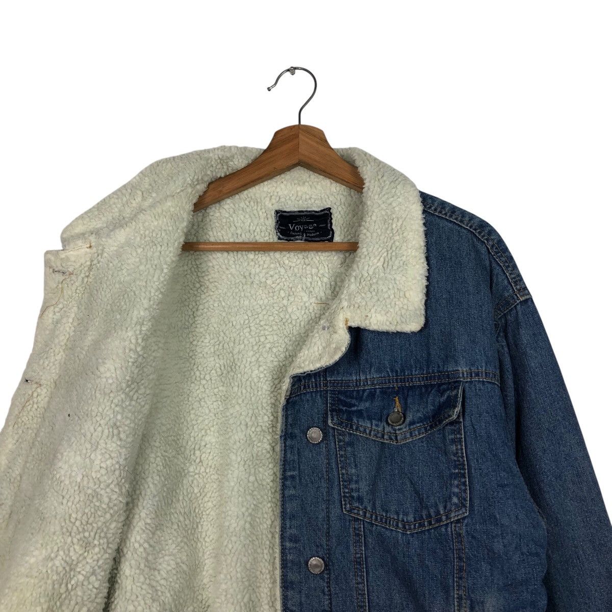 Japanese Brand 📌Vintage Trucker Denim Jacket Sherpa Blanket Voyage Size US L / EU 52-54 / 3 - 13 Thumbnail