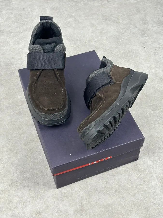 Prada 2000s Prada Brown Suede Leather Velcro Boots Size US 7 / EU 40 - 2 Thumbnail