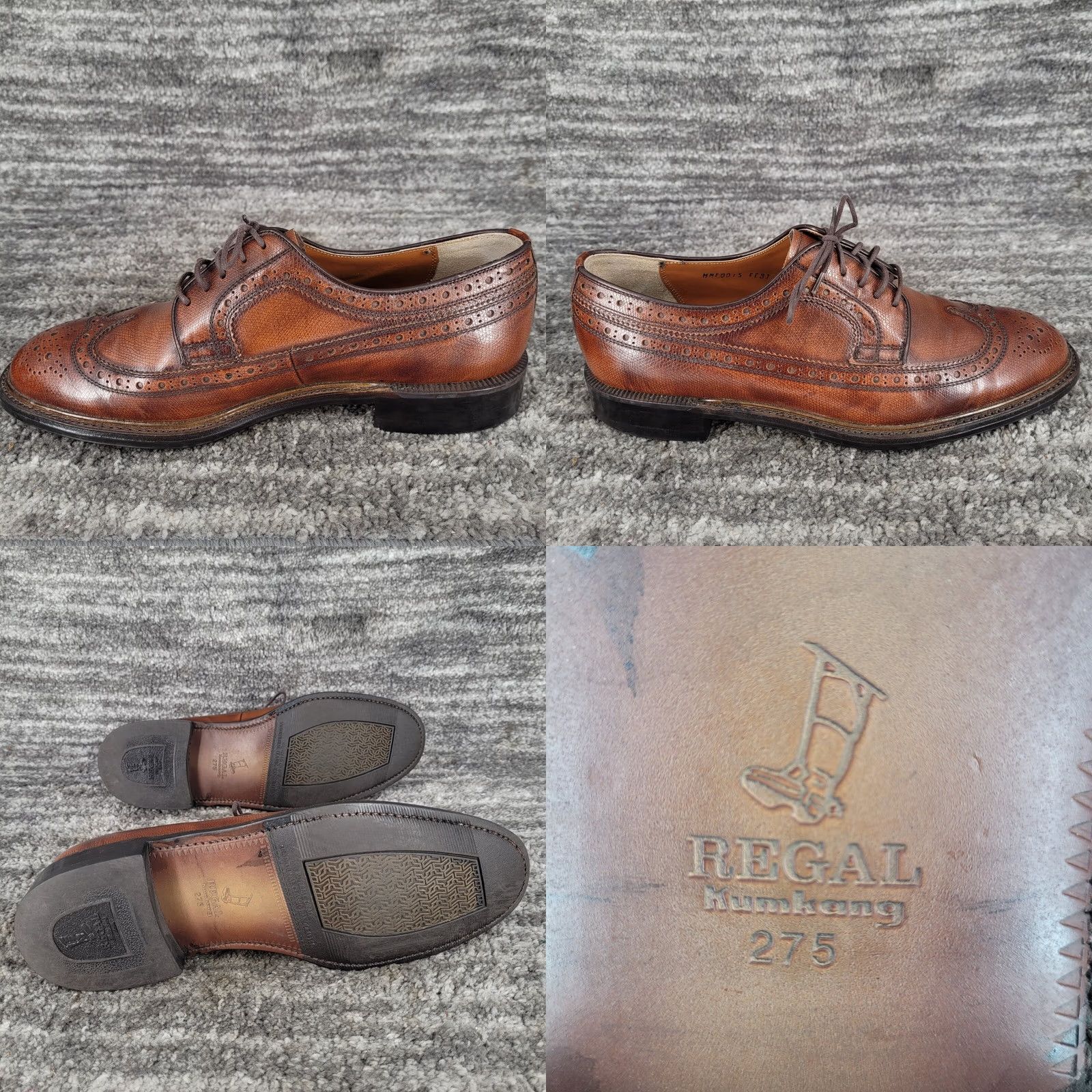 Imperial Regal Imperial Grade Brown Leather Oxford Dress Shoe Wing Tip Brogue USA Mens 7.5 Size US 8 / EU 41 - 8 Thumbnail
