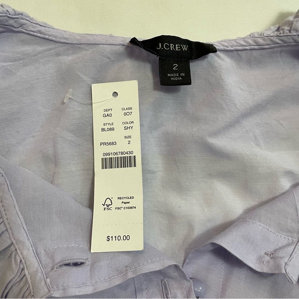 J.Crew NWT New $110 J.Crew Embroidered Ruffle-collar with Eyelet L Size XS / US 0-2 / IT 36-38 - 7 Thumbnail