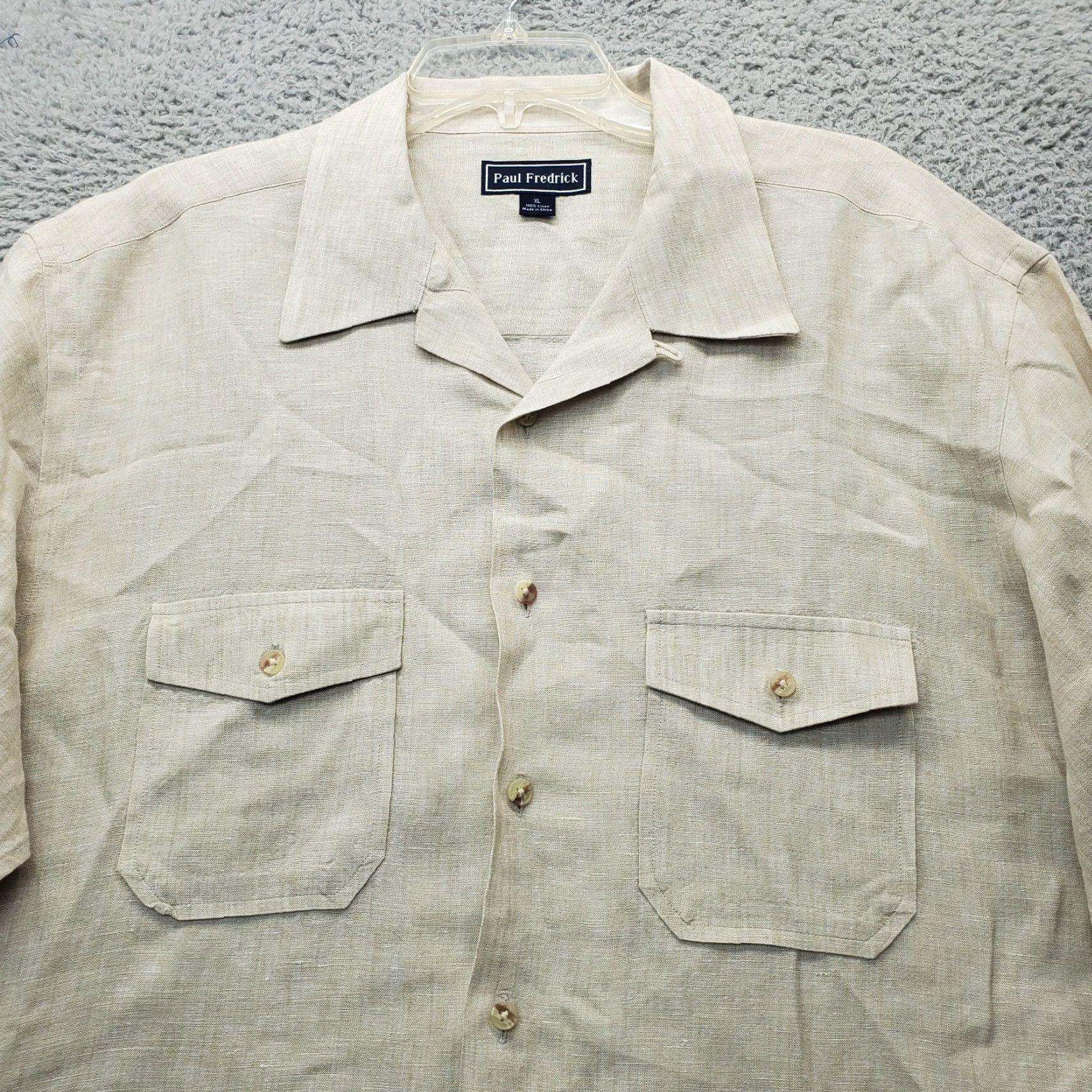 Vintage Paul Fredrick Shirt Mens XL Multi Button-Up Chest Pockets Short Sleeve Slit Detail White Linen Solid 90s Outdoor Mens Size US XL / EU 56 / 4 - 3 Thumbnail