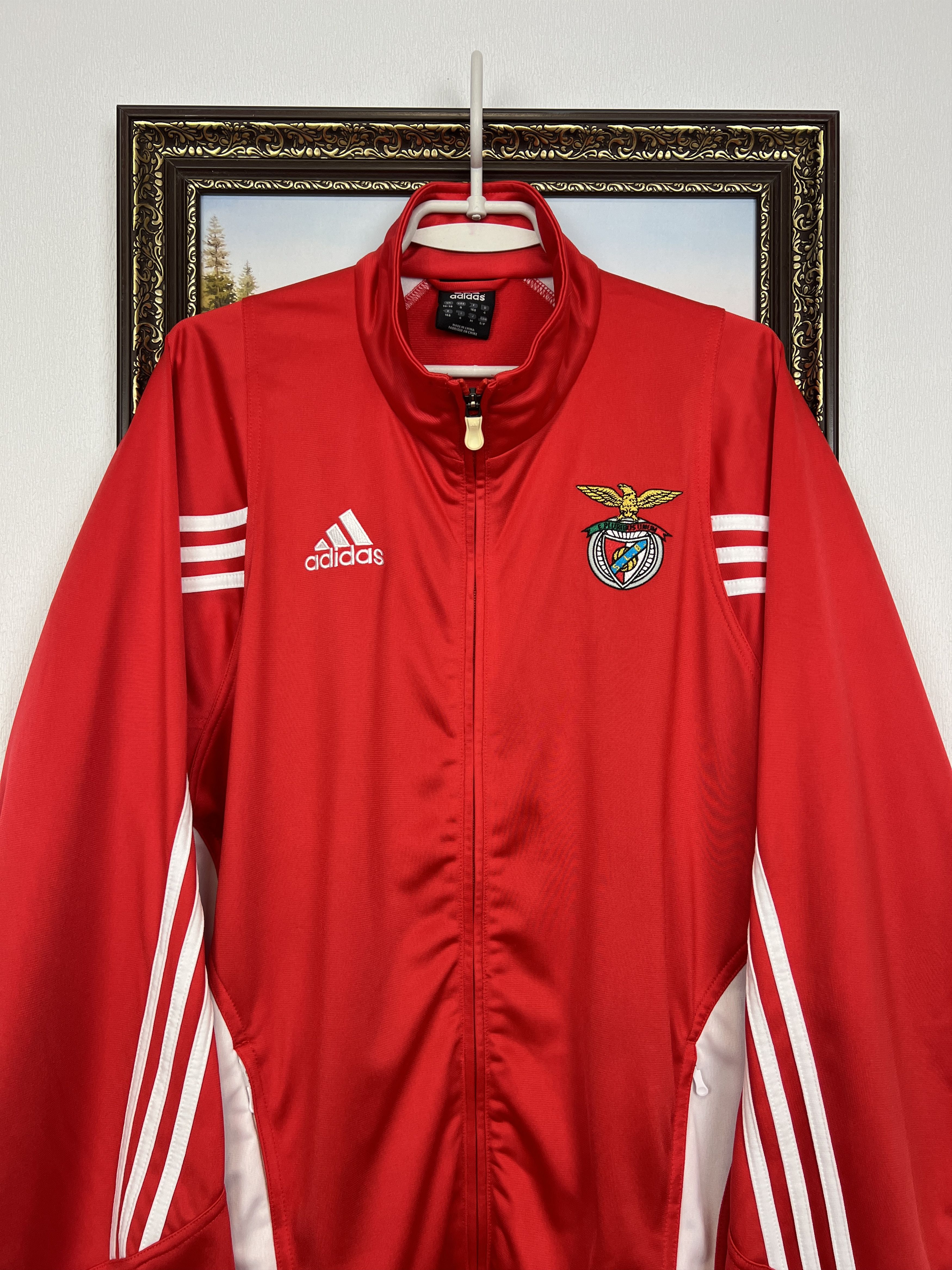 Adidas Vintage Adidas Benfica Football Jacket Soccer Red Track Top Size US M / EU 48-50 / 2 - 2 Thumbnail