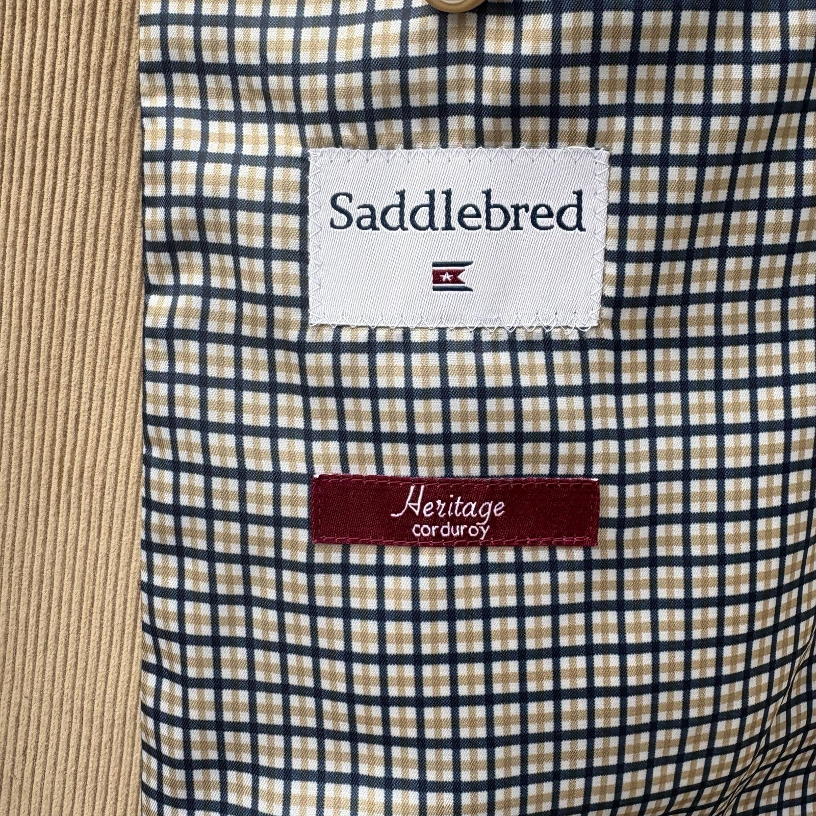 Saddlebred Saddlebred Heritage Corduroy Blazer Jacket Sz 42L Tan Preppy Size 42L - 9 Thumbnail