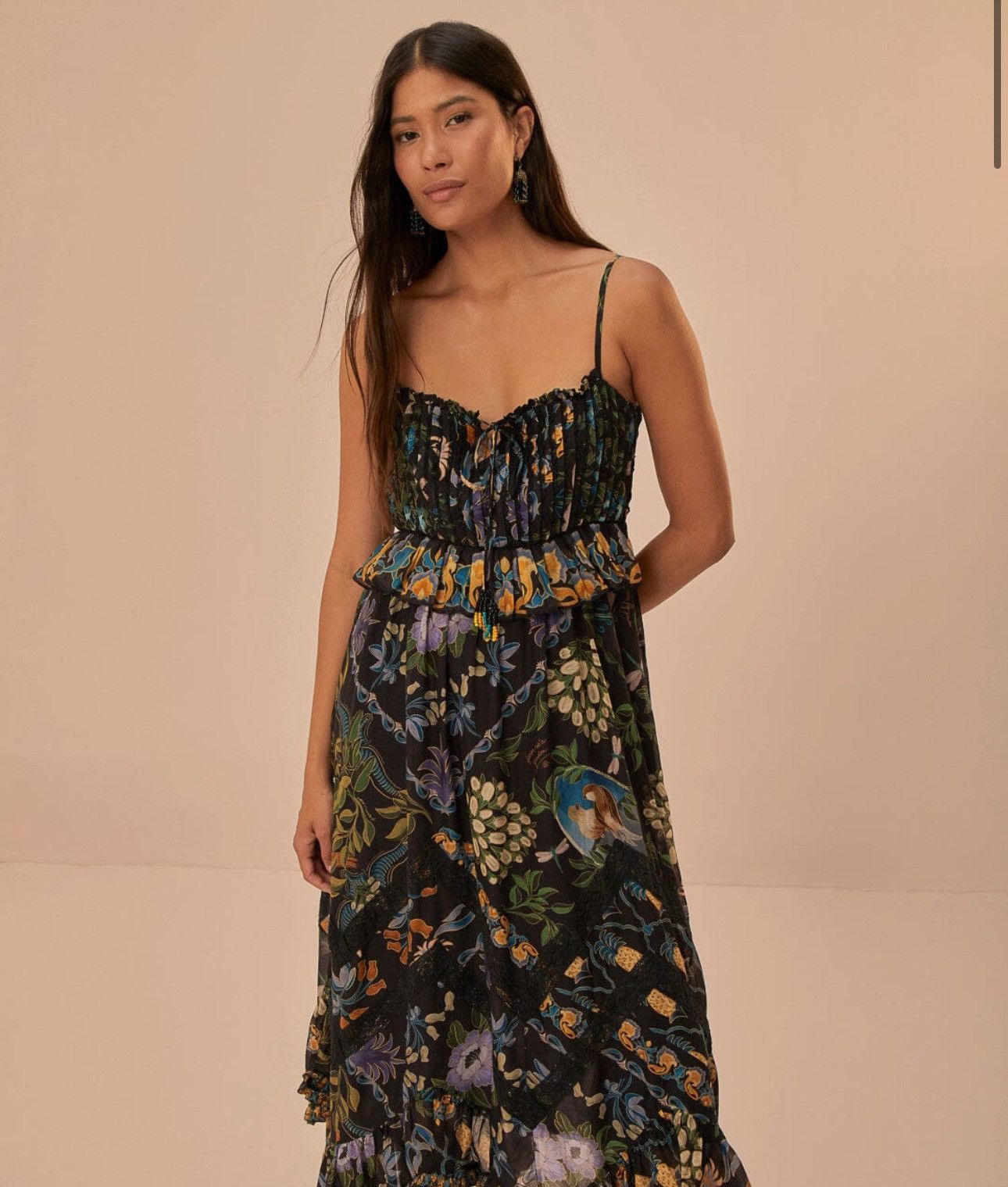 Farm Rio Farm Rio Winter Garden Pleated Lace Sleeveless Midi Dress Size S / US 4 / IT 40 - 1 Thumbnail