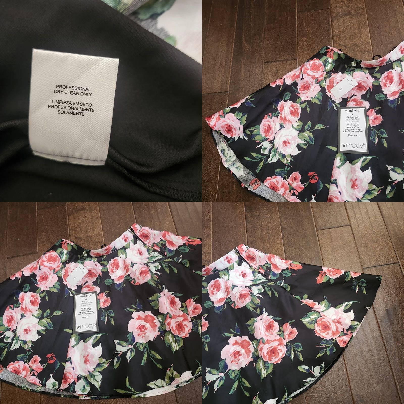 Vintage VINTAGE? City Studio ROSE Black Rose Floral Party Dress Skirt - Size 7 Size 28" / US 6 / IT 42 - 9 Thumbnail