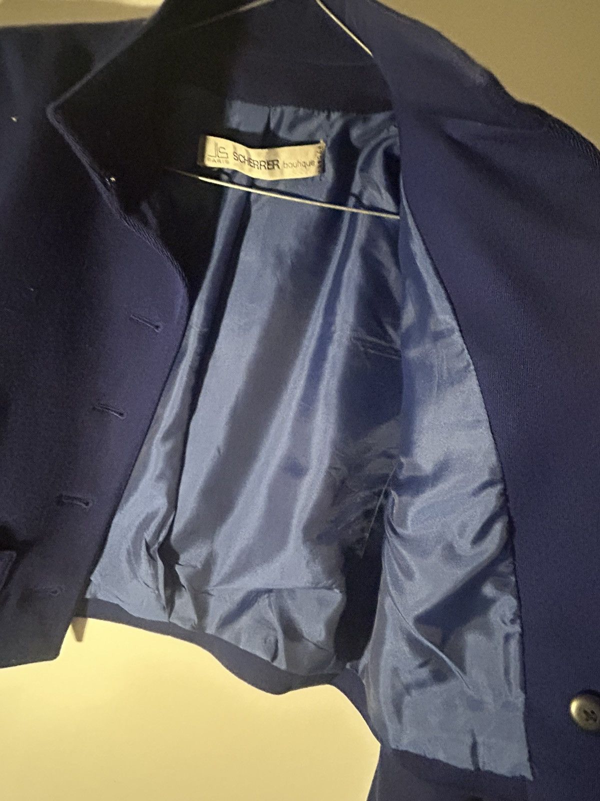 Jean-Louis Scherrer cintage Jean-Louis Scherrer 1980's Blue Blazer Size S / US 4 / IT 40 - 4 Thumbnail
