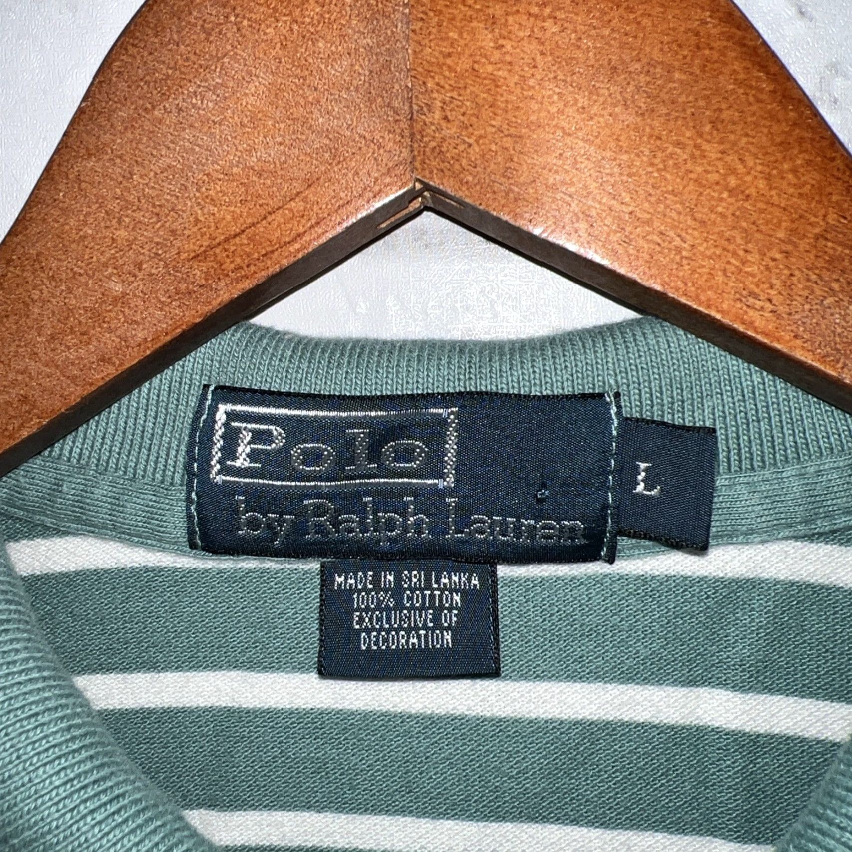 Polo Ralph Lauren Polo Ralph Lauren Green Striped Polo Shirt Mens Size L Size US L / EU 52-54 / 3 - 3 Thumbnail