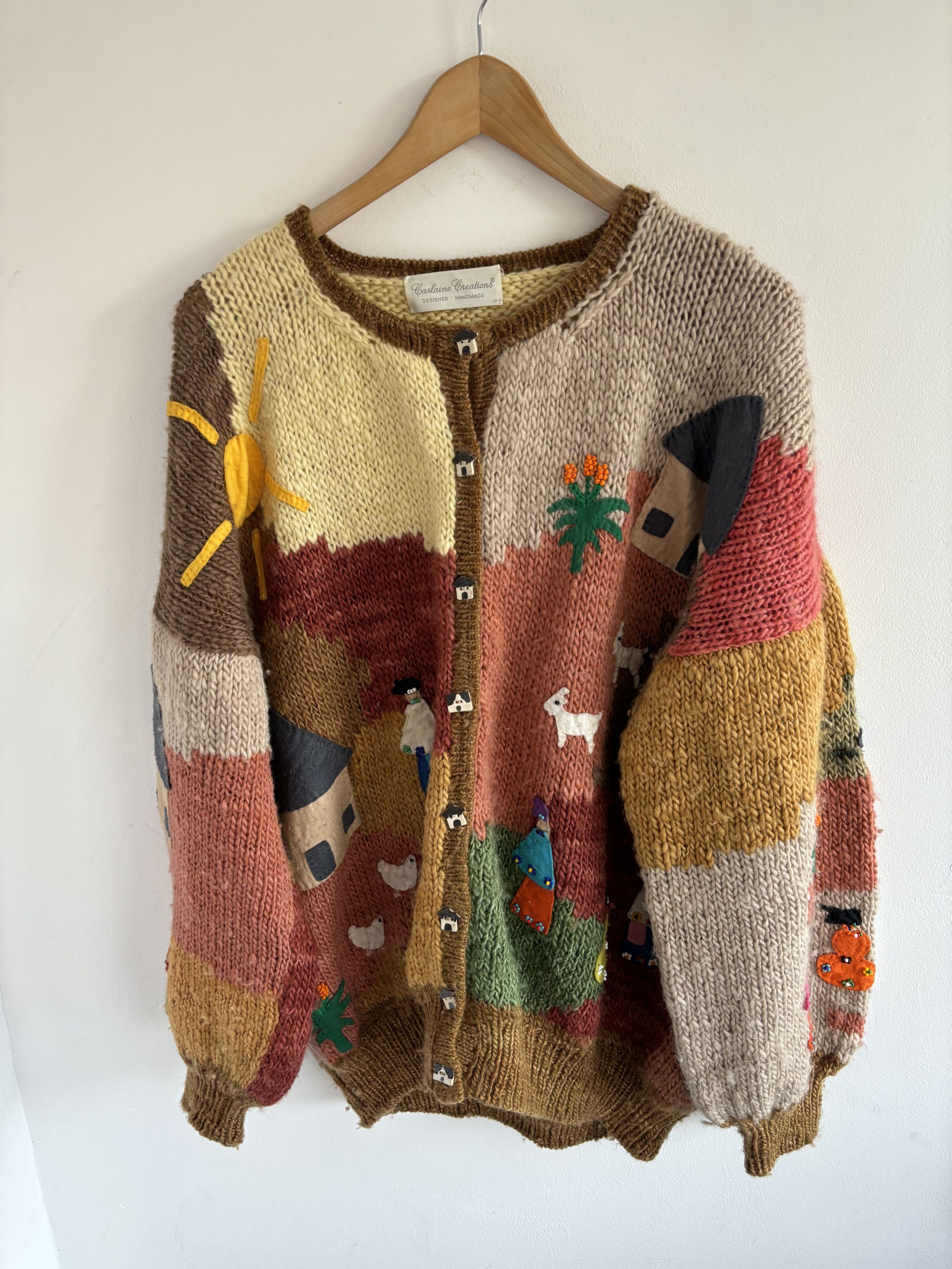 Handmade Handmade Carlaine Creations Patchwork Knit Boxy Cardigan Size US M / EU 48-50 / 2 - 5 Thumbnail