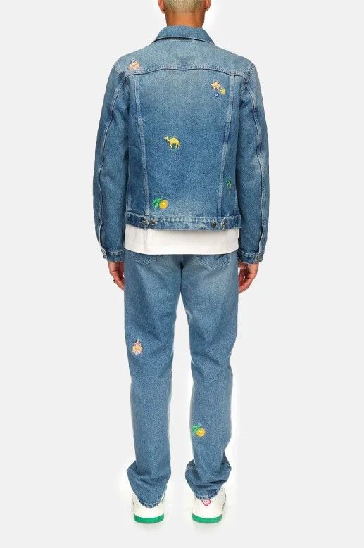 Casablanca o1mle0326 Denim Embroidered Motif Jacket in Blue Size US S / EU 44-46 / 1 - 5 Thumbnail