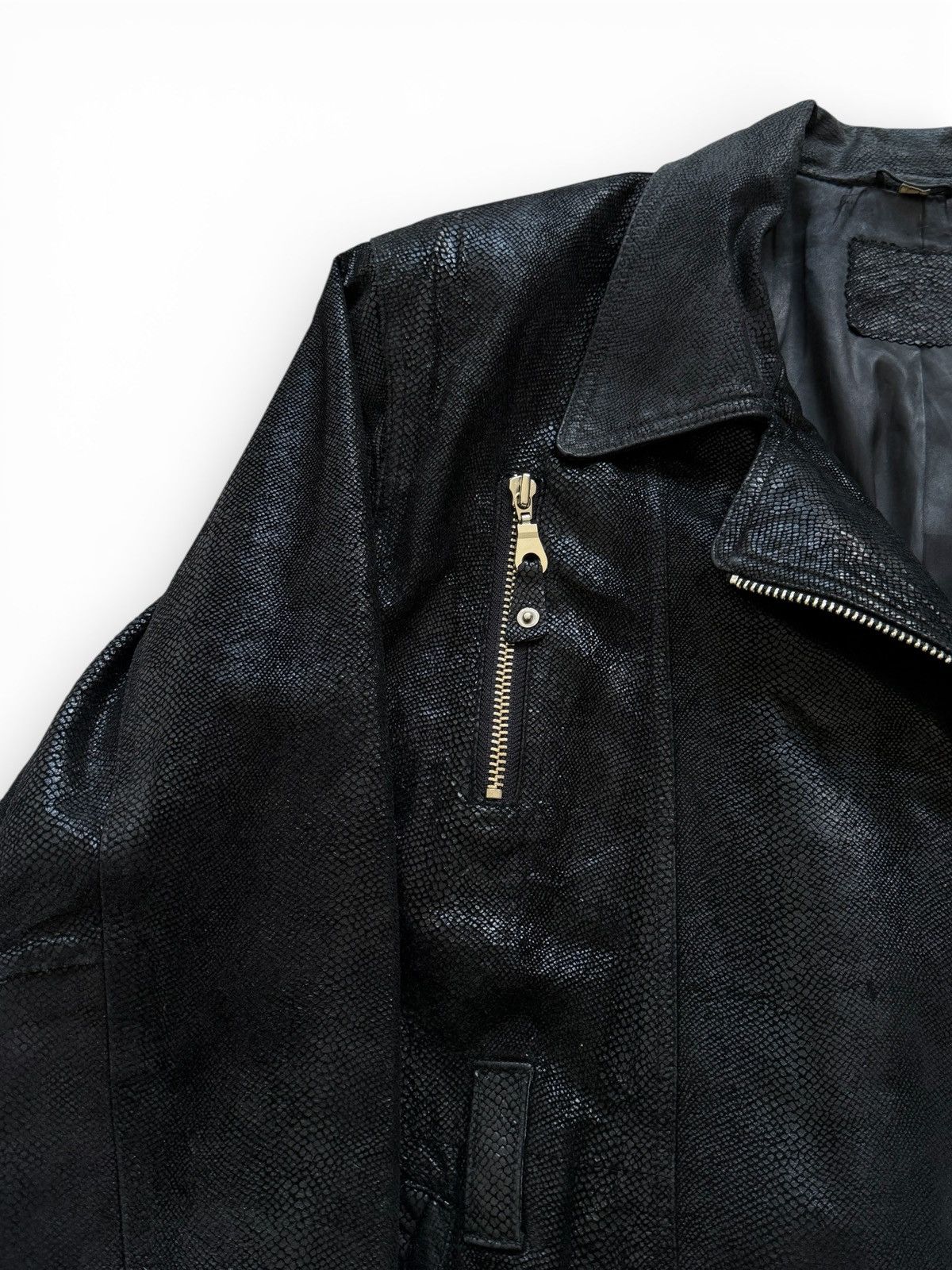 Vintage Vintage Avant Garde Texture Leather Biker Moto Jacket Size US M / EU 48-50 / 2 - 3 Thumbnail
