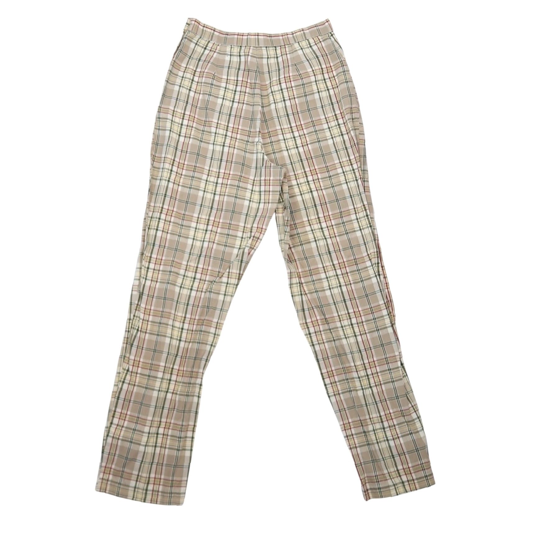 Vintage VINTAGE New York & Company Tan Plaid High Rise Tapered Leg Pants Size 32" / US 10 / IT 46 - 3 Thumbnail