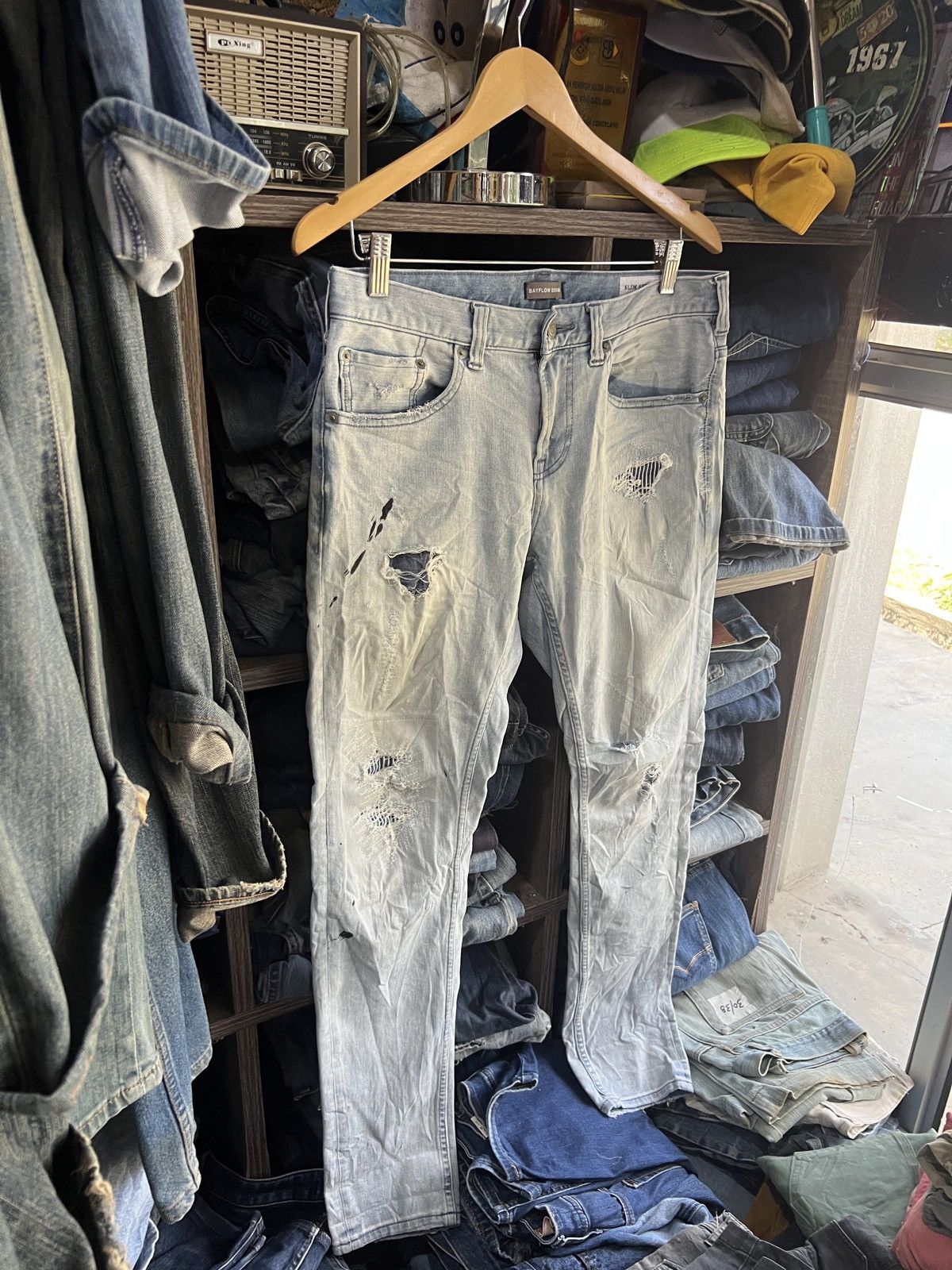Japanese Brand 🔥Bayflow Denim Slim Skinny Distressed Denim Size US 33 - 4 Thumbnail