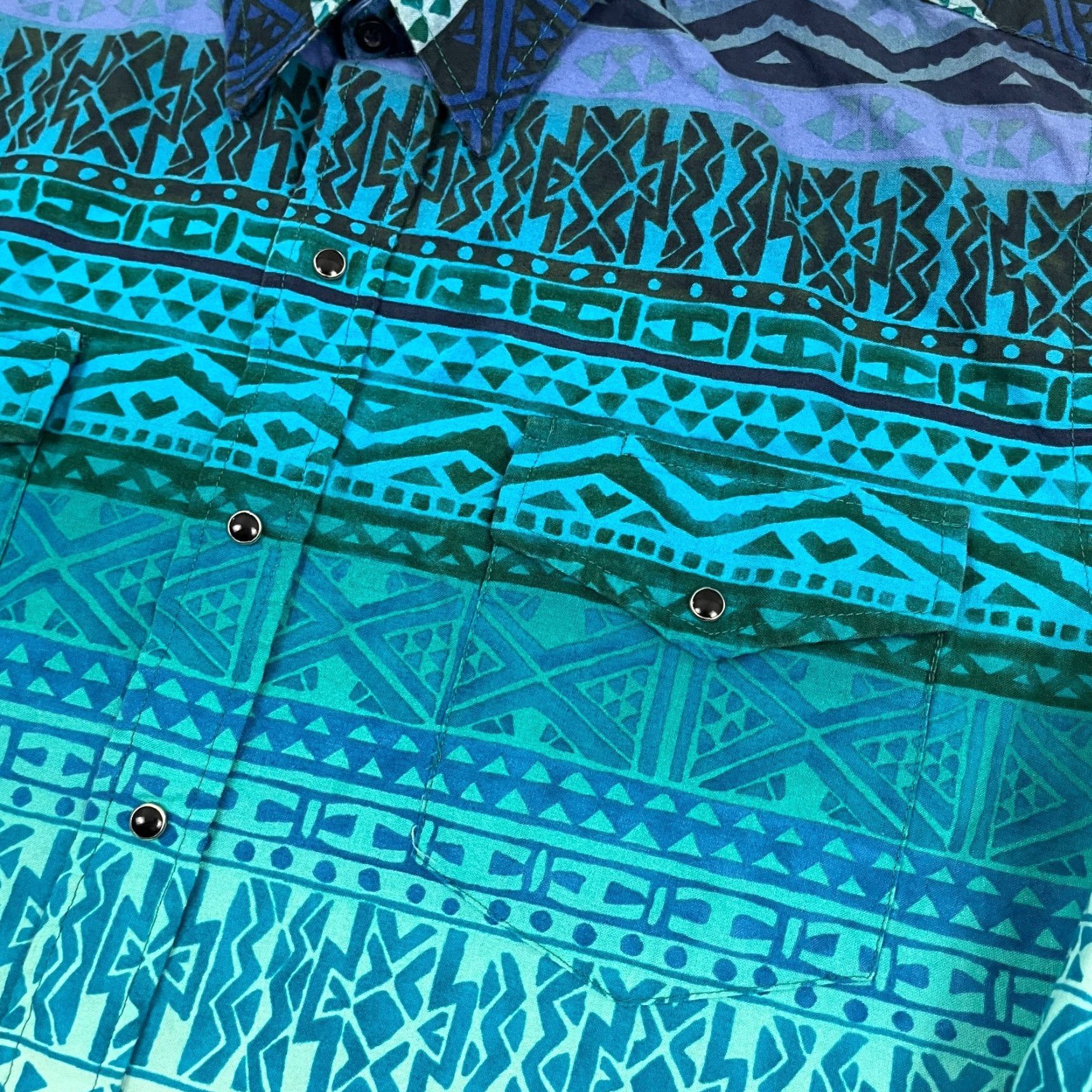 Roper VTG Roper Shirt Mens L Blue Pearl Snap Aztec Southwestern Rockability Rodeo Y2K Size US L / EU 52-54 / 3 - 6 Thumbnail