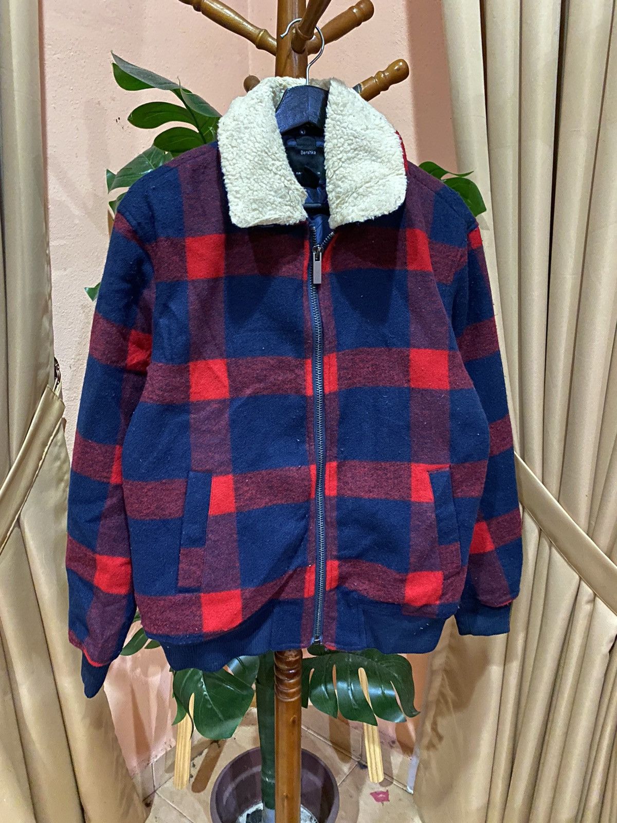 Bershka Bershka Red and Blue Plaid Sherpa Jacket - Vintage Inspired Size US S / EU 44-46 / 1 - 2 Thumbnail