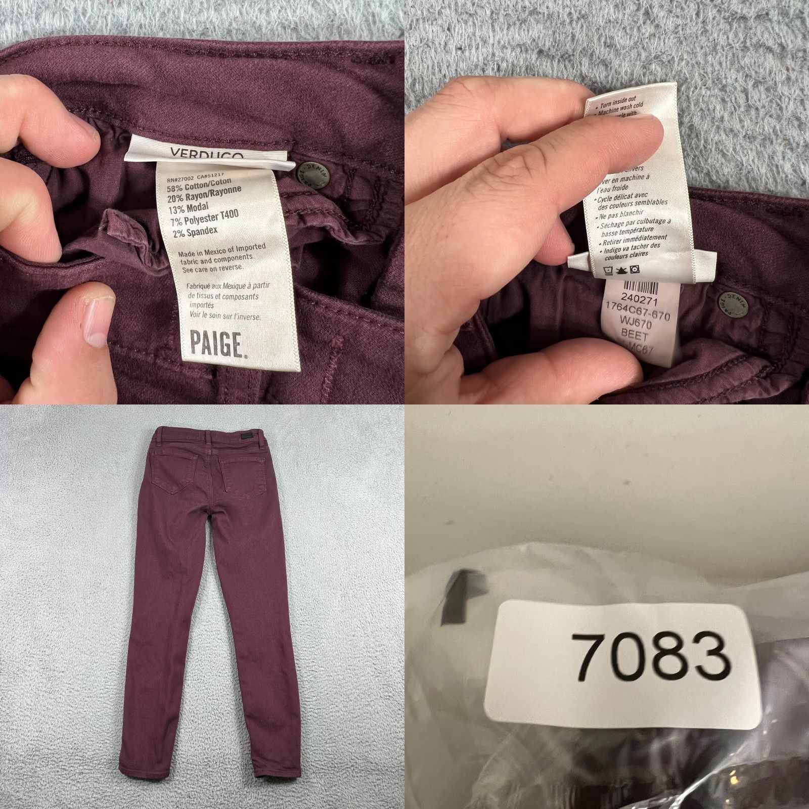 Paige Paige Jeans Womens 25 Verdugo Ankle Skinny Red Stretch Denim Size 42" / US 20 - 8 Thumbnail