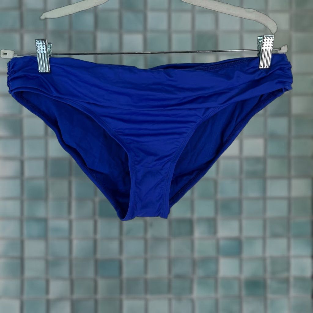 Apt. 9 Apt. 9 Womens Bikini Bottom Blue Side Ruched Pull On Size 12 Bottom Swimsuit Beach Regular Womens Size 34" / US 12 / IT 48 - 1 Thumbnail