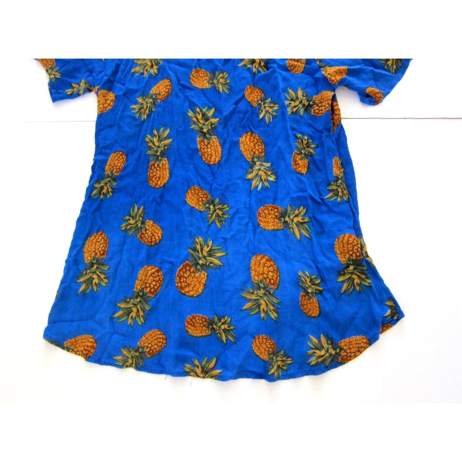 Vintage VINTAGE India Boutique Rayon Blue Green Brown Pineapple Off Shoulder Tunic Dress M-L Size M / US 6-8 / IT 42-44 - 6 Thumbnail