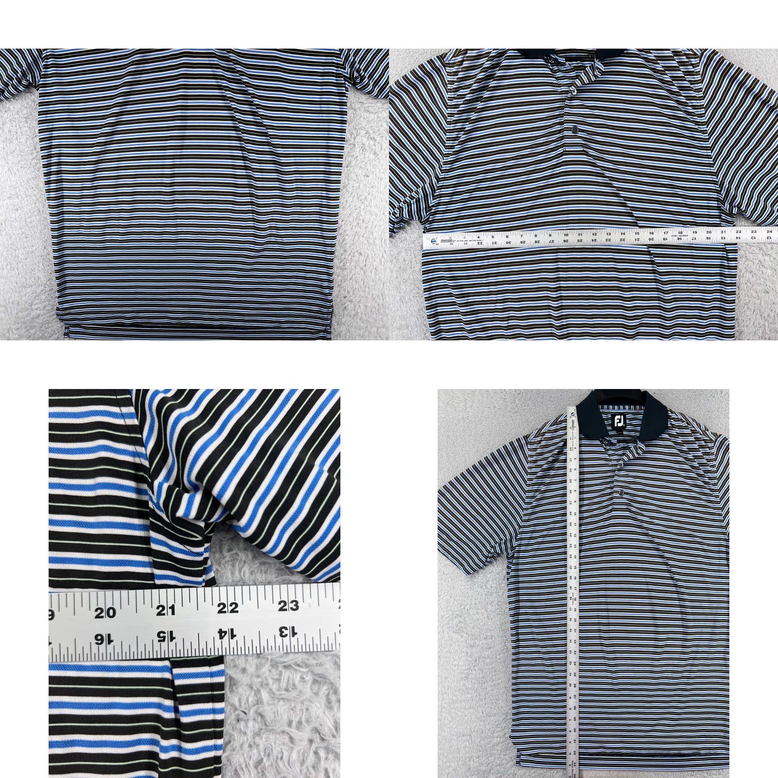 Footjoy FootJoy Polo Shirt Mens M Blue Stripe Polo Shirt Golf Golfers Polyester Blend Size US M / EU 48-50 / 2 - 8 Thumbnail