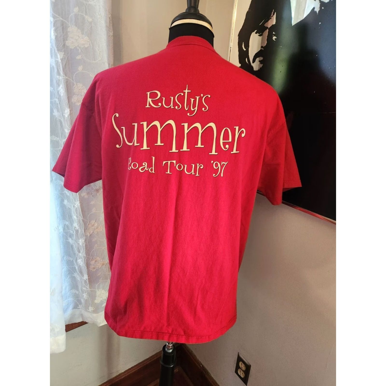 Jerzees VINTAGE Rusty's Road Night Lager Summer Tour T-Shirt Men L Red 90s Cotton USA Jerzees Shirt Crew Neck Short Sleeve Graphic Print Size US L / EU 52-54 / 3 - 2 Thumbnail