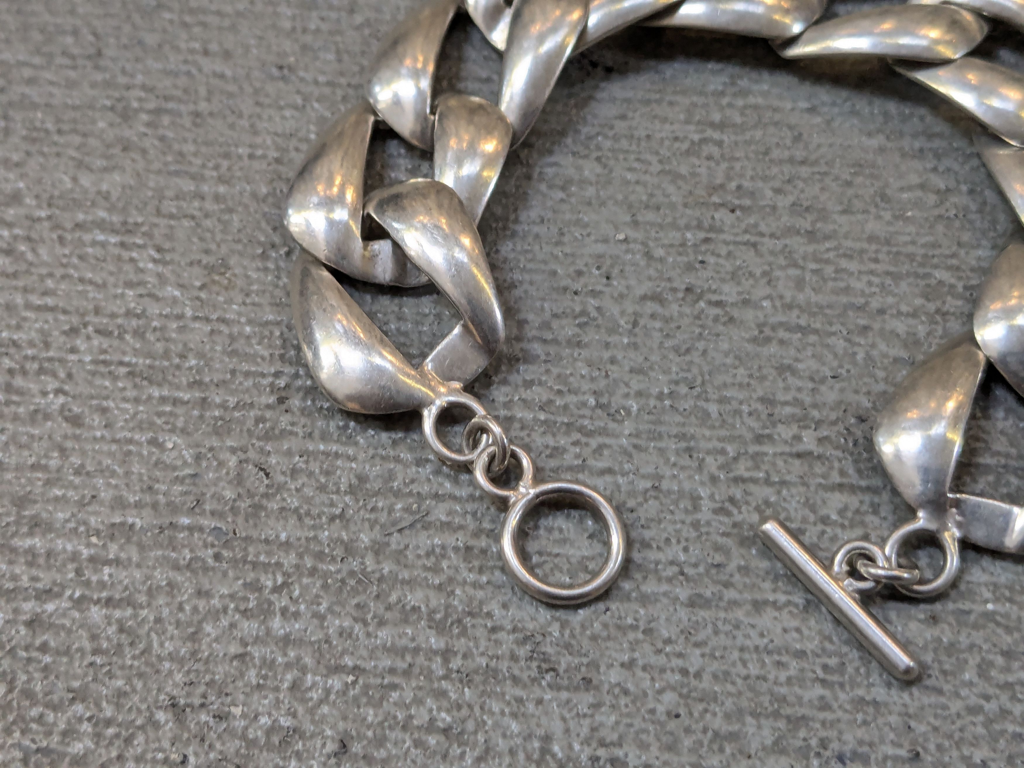 Jewelry Vintage Sterling Silver Bracelet Cuban Curb 8.25 Mexico Size ONE SIZE - 3 Thumbnail