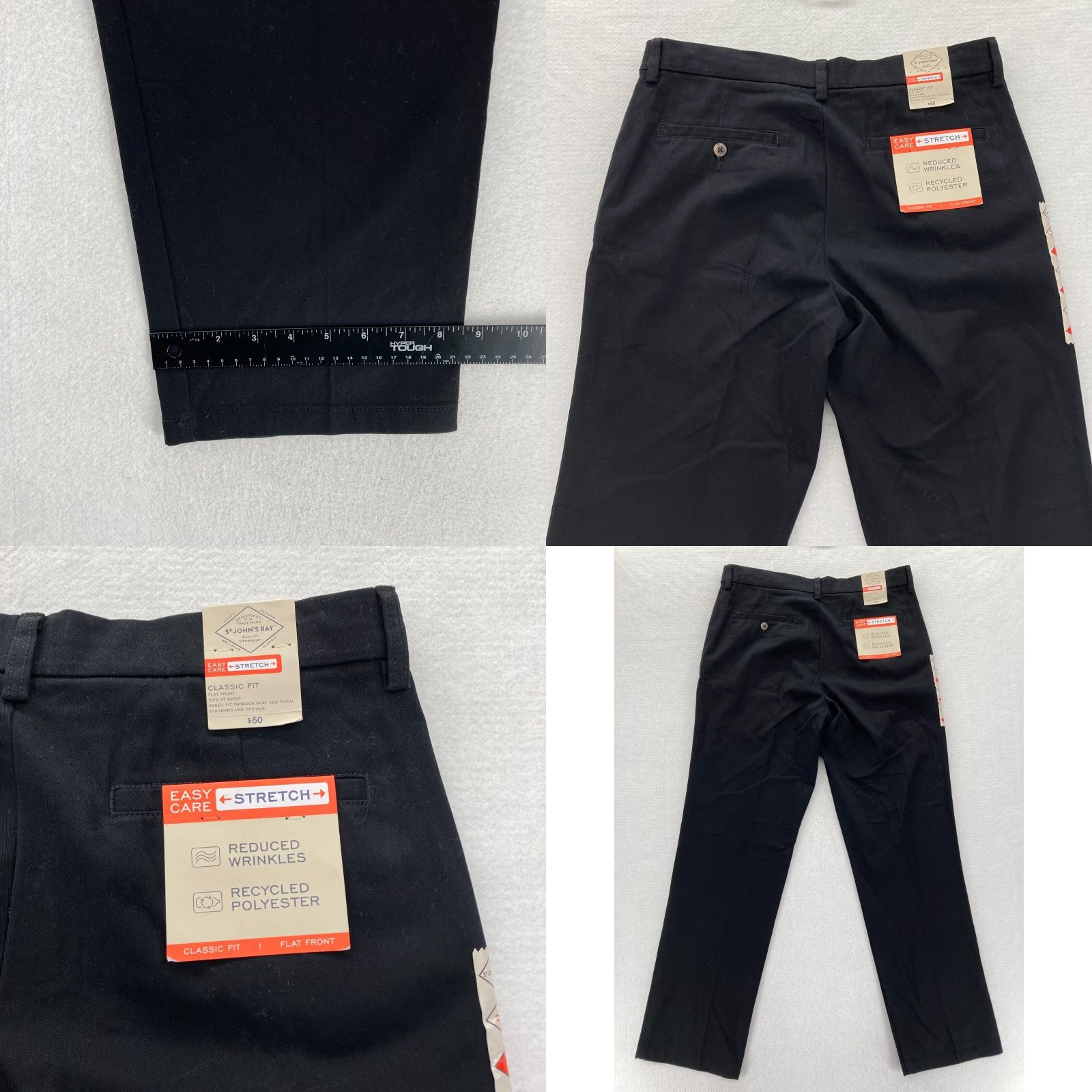 Vintage St Johns Bay Easy Care Pants Mens 32x32 Black Stretch Fabric Classic Fit Chino Pants Size US 32 / EU 48 - 8 Thumbnail