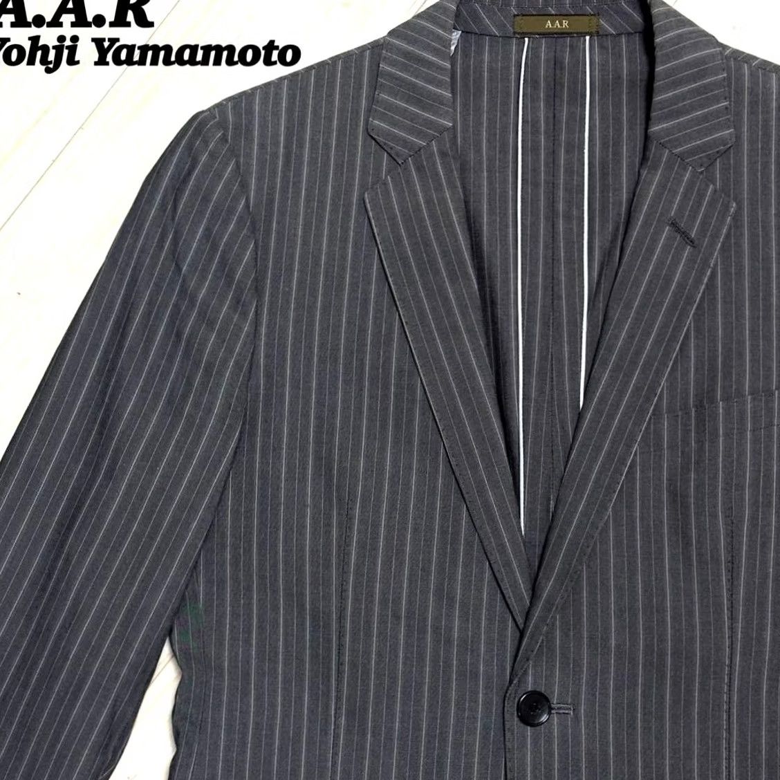 Yohji Yamamoto YOHJI YAMAMOTO X A.A.R RENOWN TAILORED JACKET GRAY COTTON STRIPE MEN SIZE M USED Size US M / EU 48-50 / 2 - 2 Thumbnail