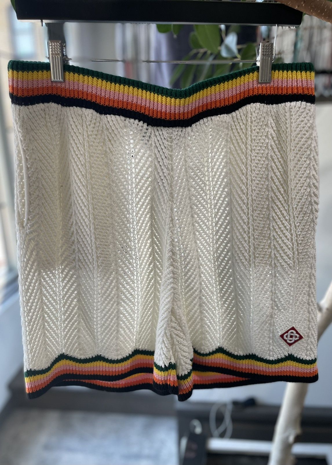 Casablanca Casablanca White Striped Crochet Tennis Club Shorts Size US 34 / EU 50 - 1 Thumbnail