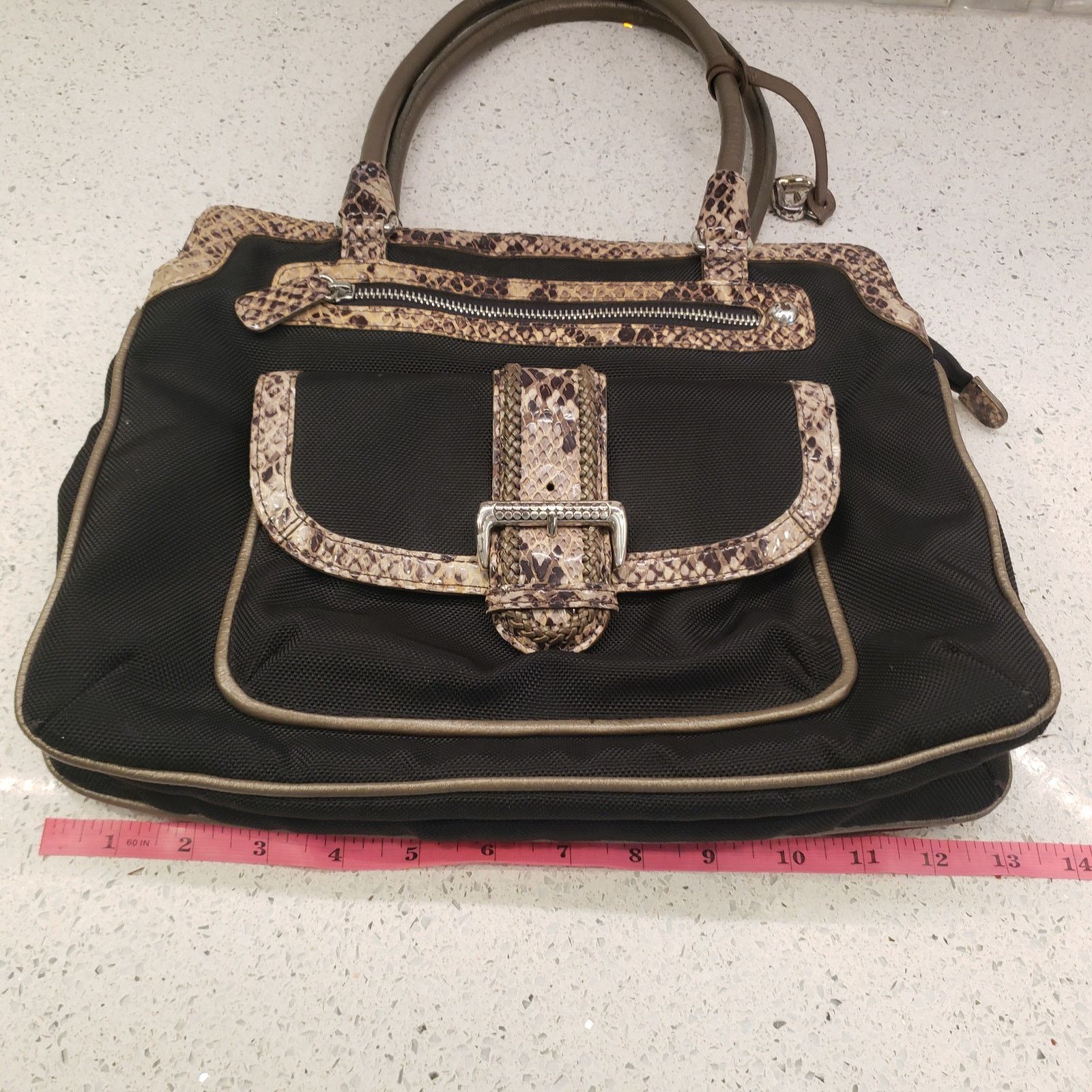 Brighton Womens Brighton Handbag Faux Python Trim Shoulder Bag Black Size ONE SIZE - 18 Thumbnail