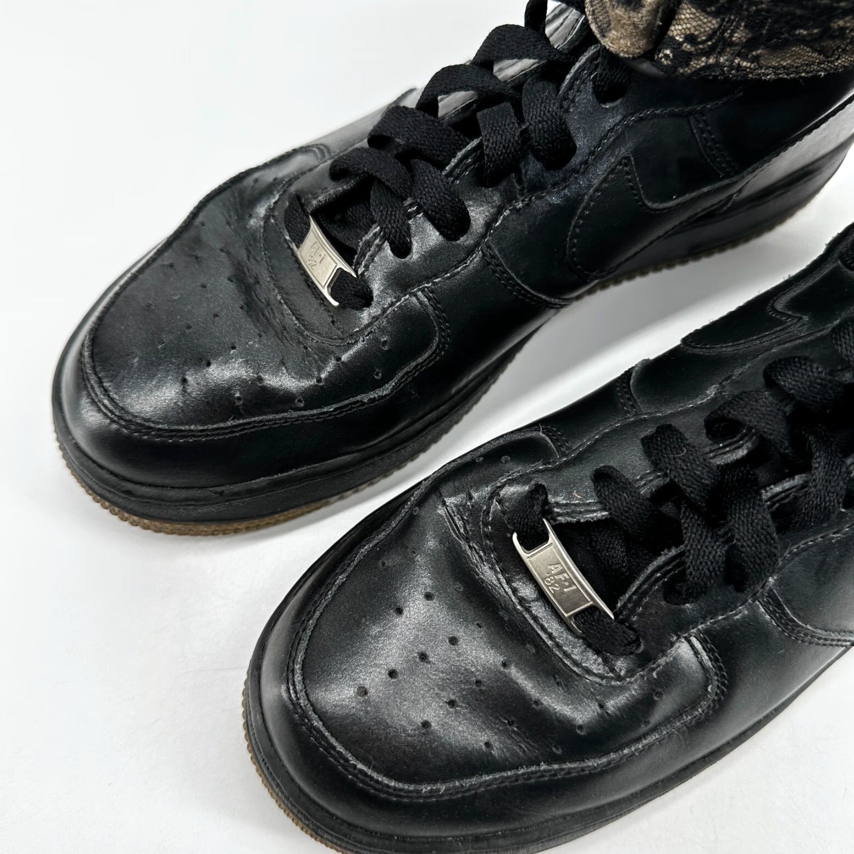 Nike Nike Air Force 1 Sneaker Athletic Black Women's 10 Lace Up High Top - Leather Rubber Comfort Classic 334031-003 Size L / US 10 / IT 46 - 3 Thumbnail