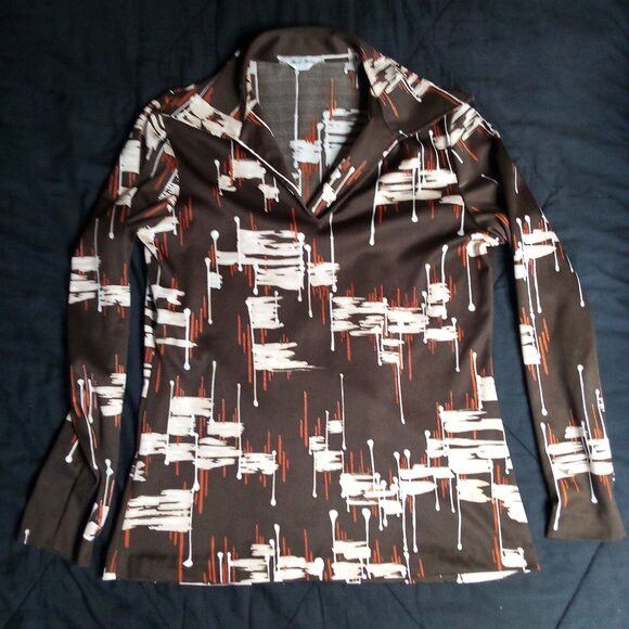 Other Vintage Mardi Modes Abstract Strokes Polyester Shirt Top Size M / US 6-8 / IT 42-44 - 2 Thumbnail