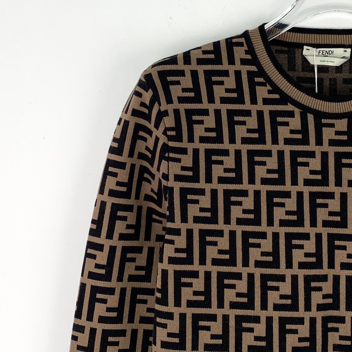 Fendi Fendi Dark Brown FF Monogram Long Sleeve Knit Dress K26WX Size M / US 6-8 / IT 42-44 - 3 Thumbnail