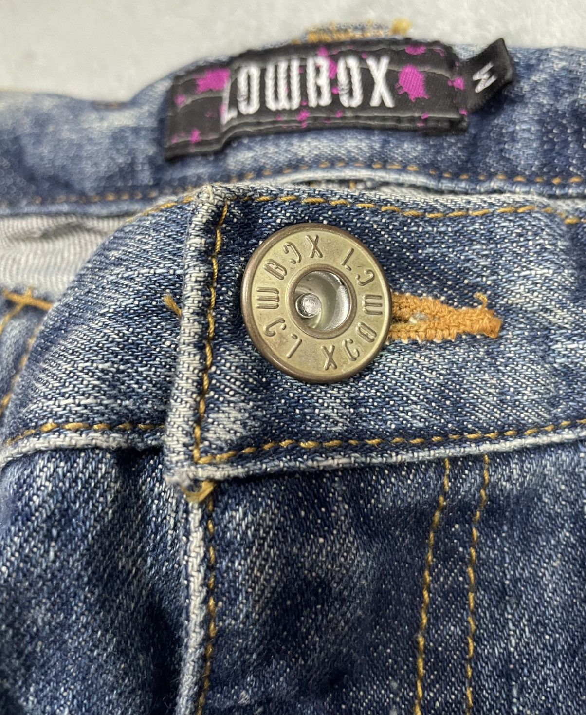 Japanese Brand × LOWBOX LOWBOX SNAKE POCKET Blue faded wash style loose jeans Size US 31 - 12 Thumbnail