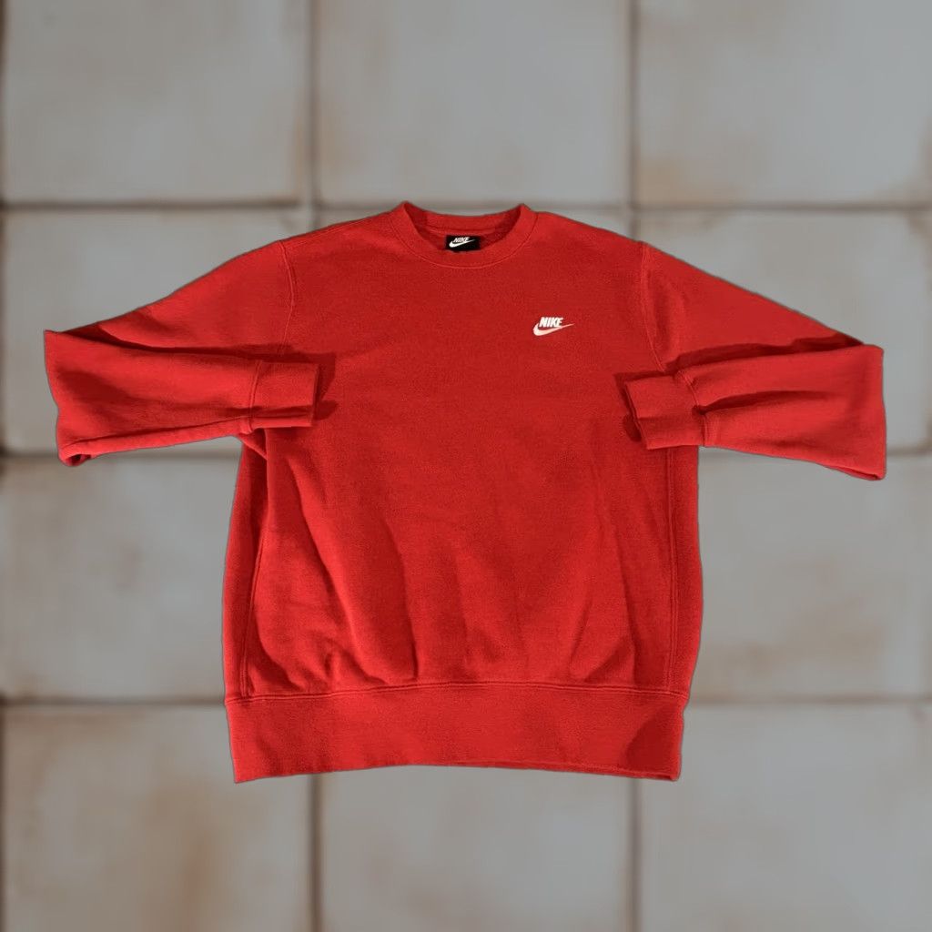 Nike Nike Sportswear Club Fleece Sweatshirt Mens Small Red Swoosh Logo Crewneck Pullover Regular Fit Size US S / EU 44-46 / 1 - 1 Thumbnail
