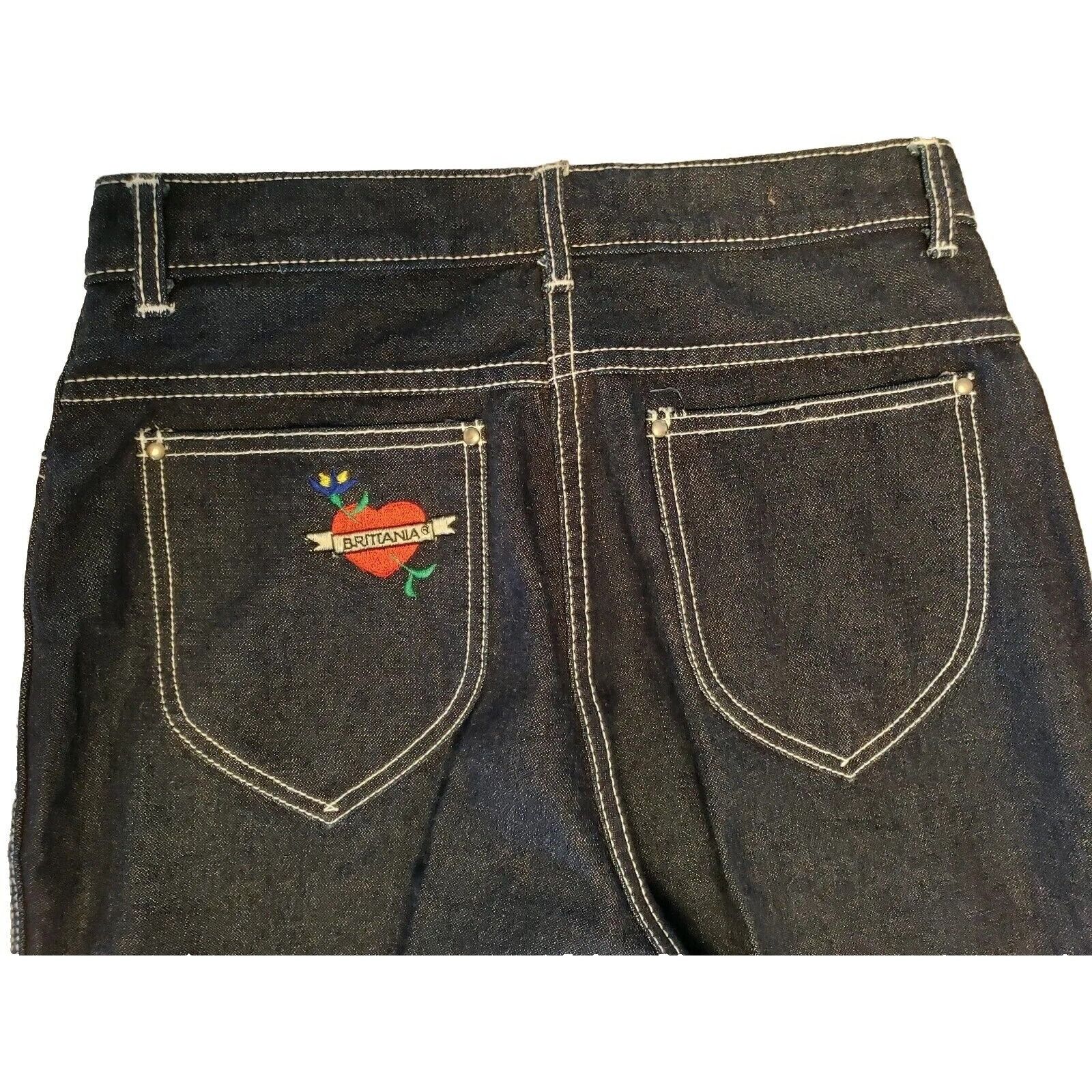 Vintage Vtg Brittania Baggy Jeans Womens 13 High Rise Wide Leg Embro Size 29" - 12 Thumbnail